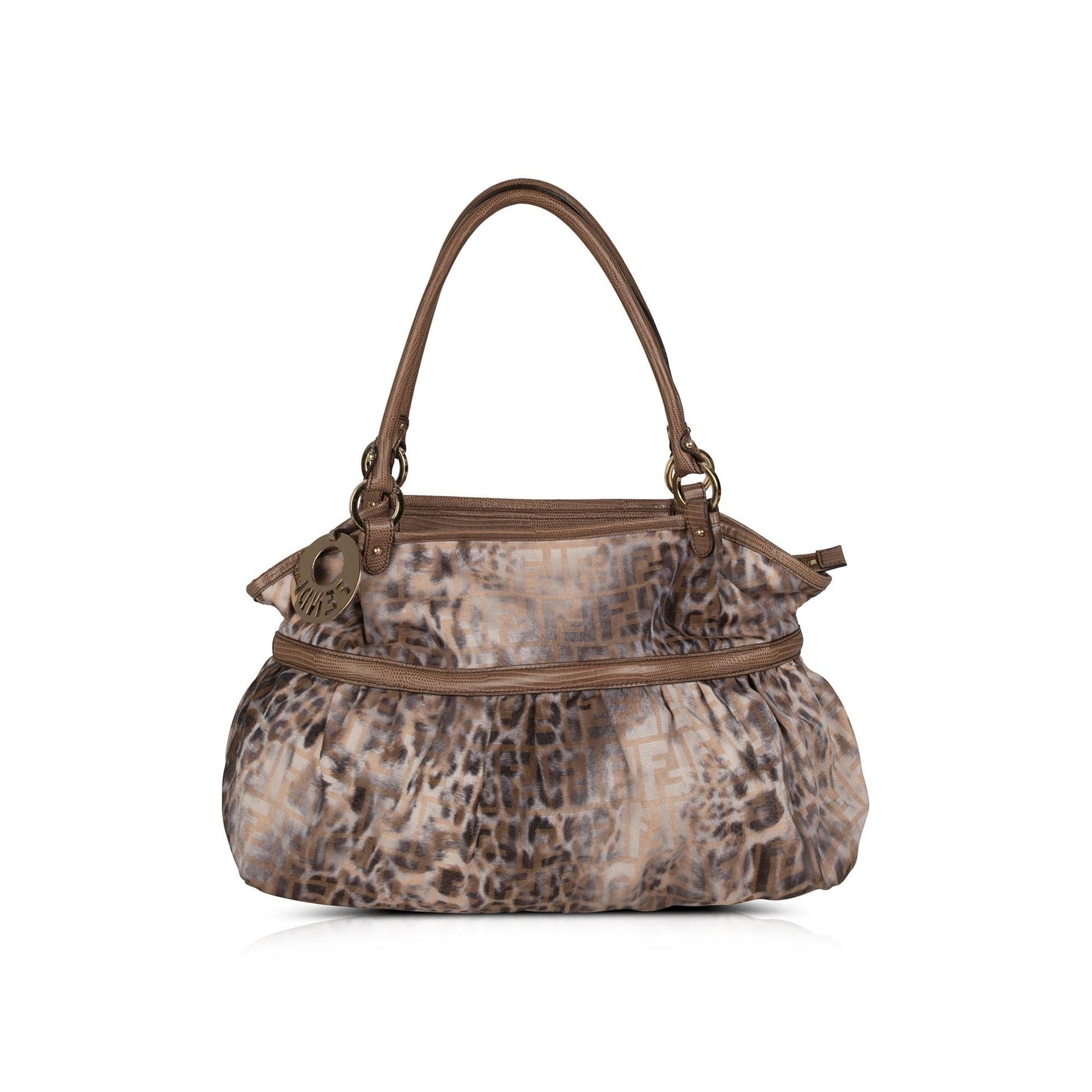 Fendi Lizard Trimmed Zucca Chef Tote Large Tote Bag