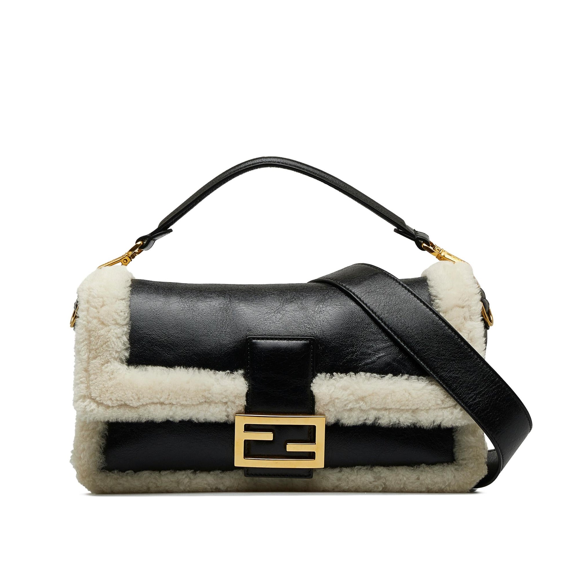 Fendi Shearling Baguette Shg Rdq63A Satchel Bag Large