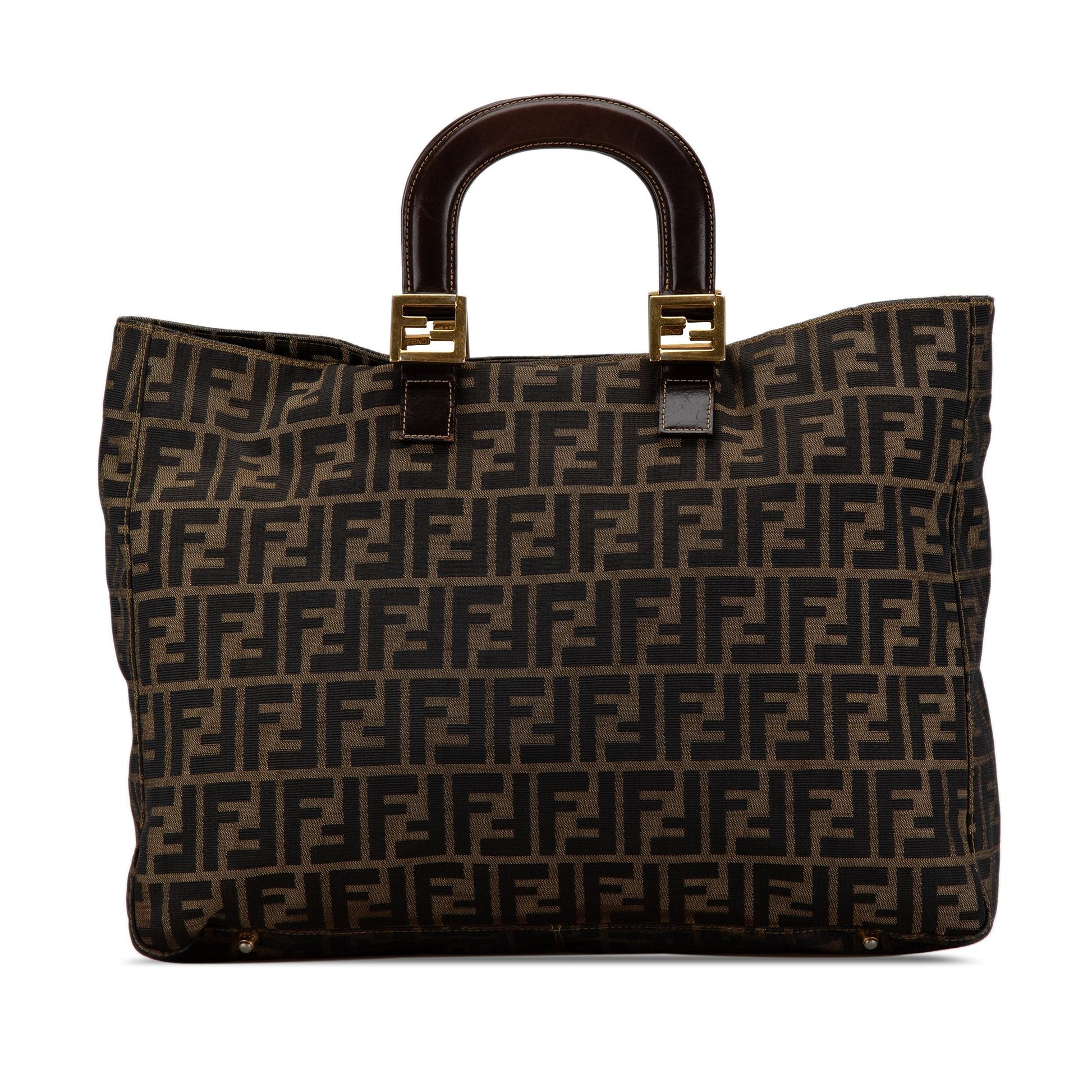Fendi Zucca Twins Tote Shg Elkjpf Canvas Large Tote Bag