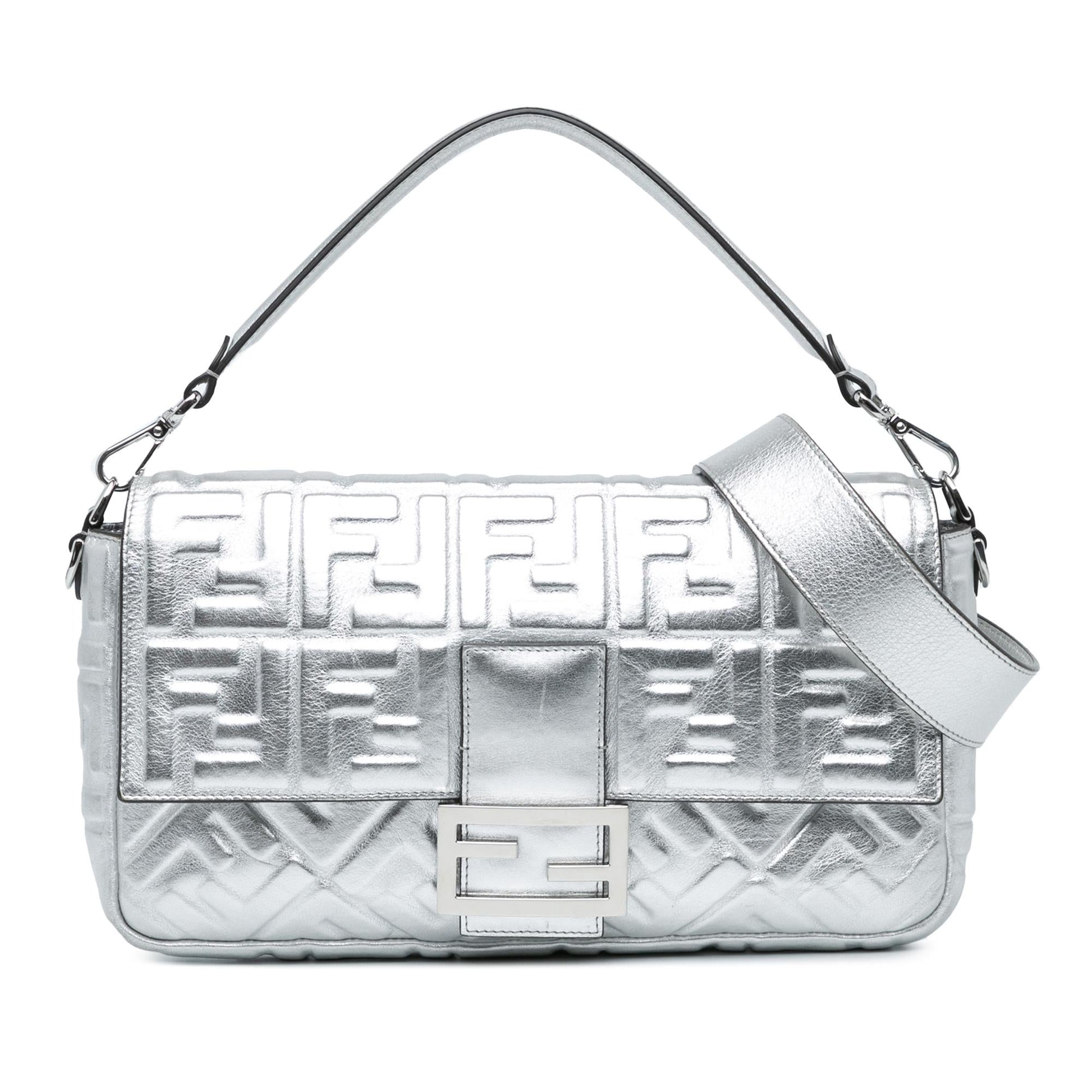 Fendi Zucca Baguette Satchel Large Embossed Satchel Bag