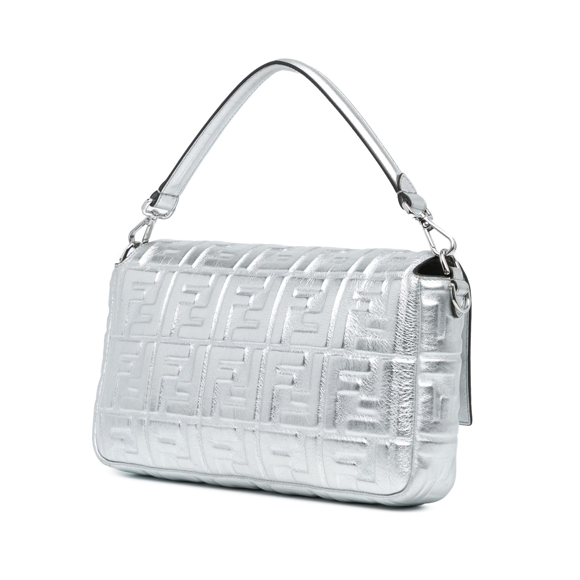 Fendi Zucca Baguette Satchel Large Embossed Satchel Bag