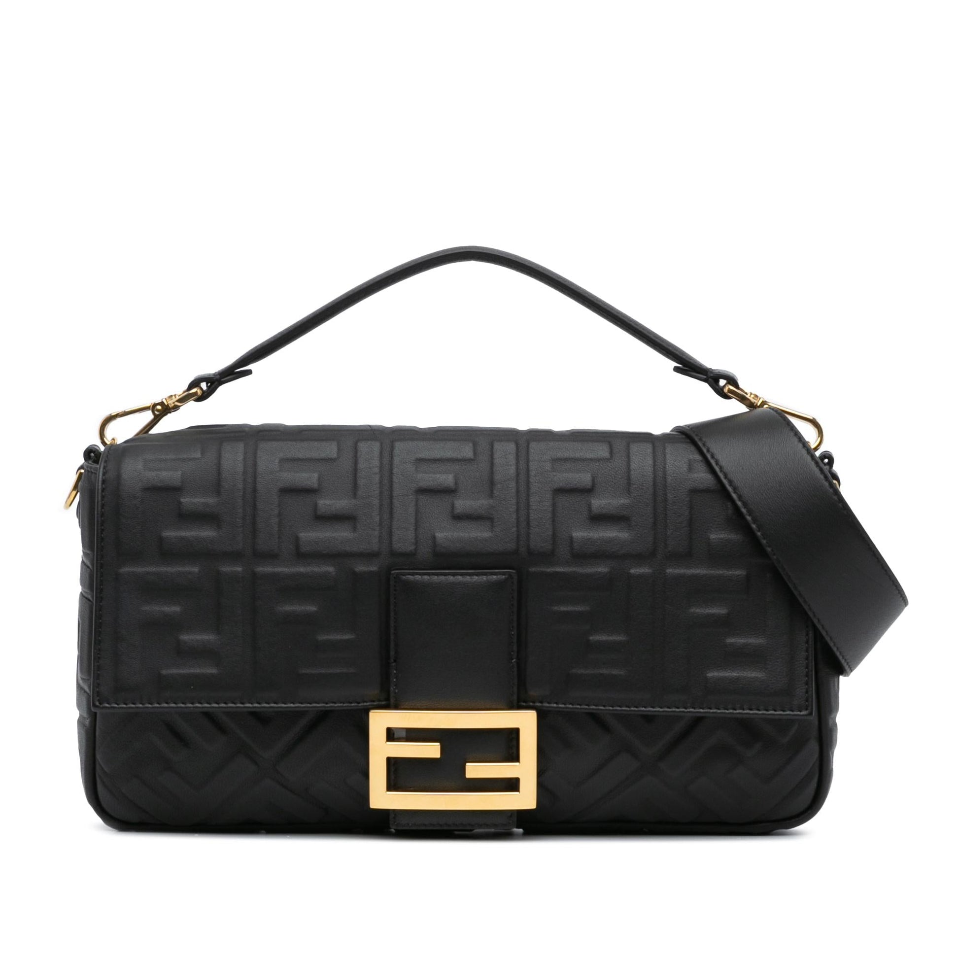 Fendi Zucca Baguette Satchel Shg 8Ihum8 Leather Large Embossed Satchel Bag
