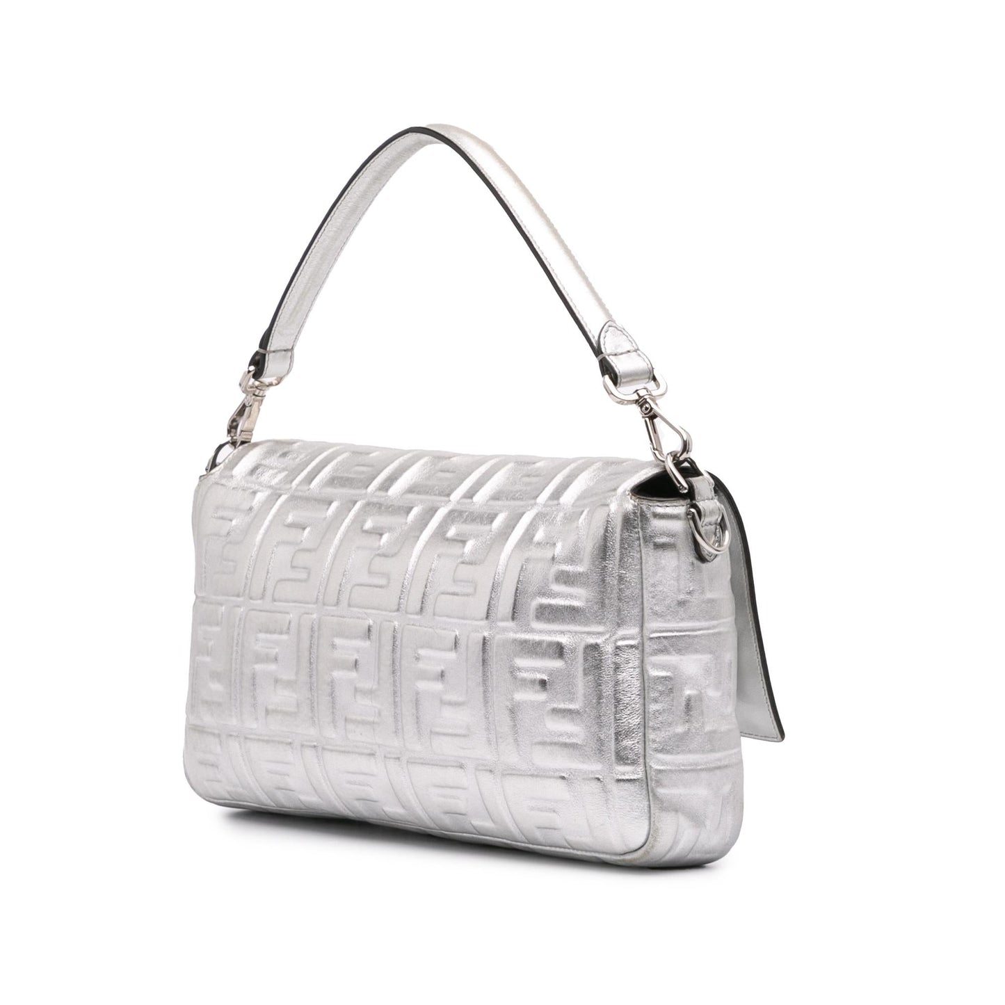 Fendi Zucca Baguette Satchel Leather Large Embossed Satchel Bag Leather Baguette Satchel