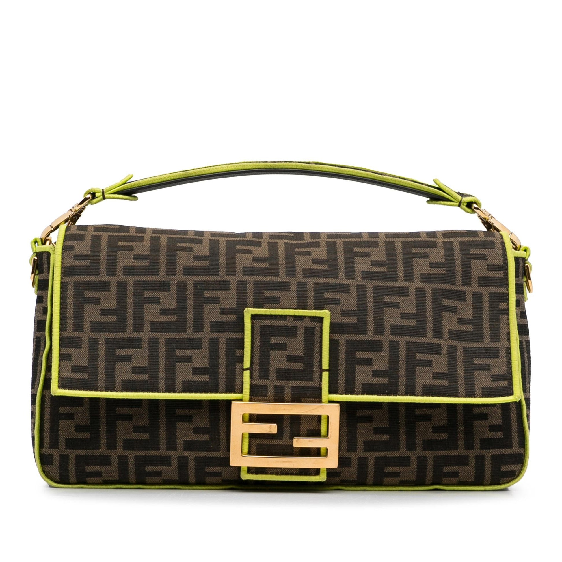 Fendi Zucca Fluo Trim Baguette Satchel Shg Qducxw Large Satchel Bag