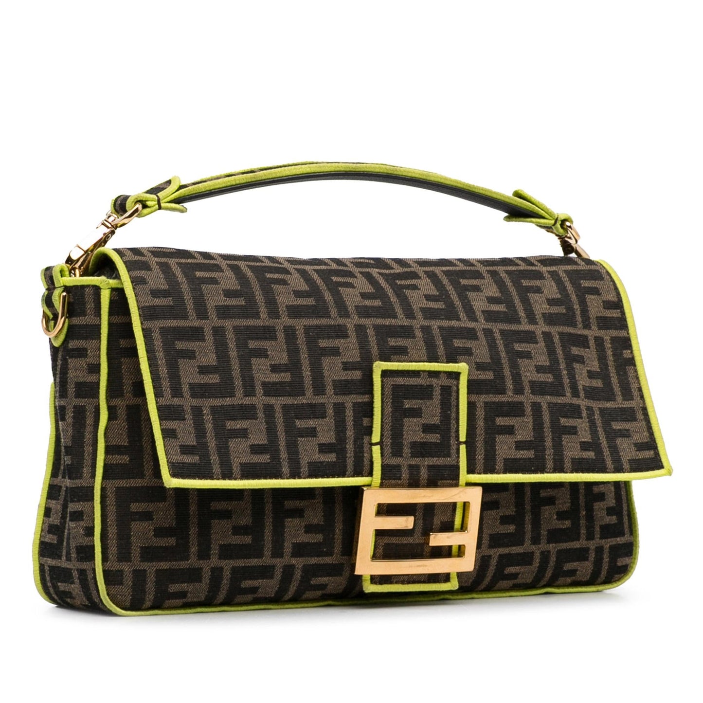 Fendi Zucca Fluo Trim Baguette Satchel Shg Qducxw Large Satchel Bag