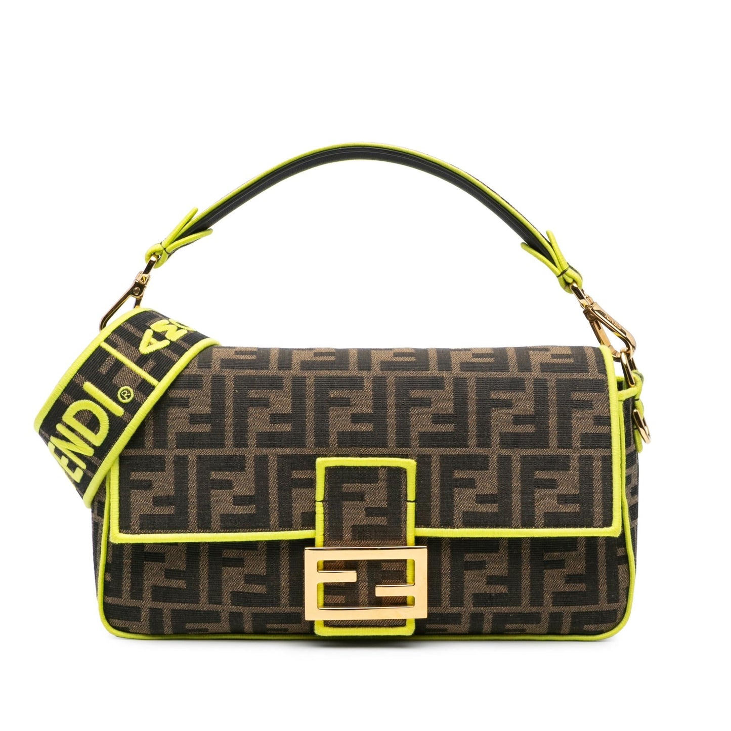 Fendi Zucca Fluo Trim Baguette Satchel Shg Jbo1Oy Large Satchel Bag