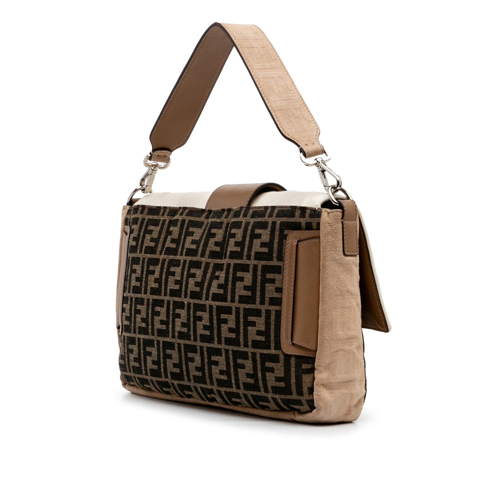 Fendi Zucca And Pequin Convertible Baguette Satchel Canvas Large Satchel Bag Convertible Baguette Satchel