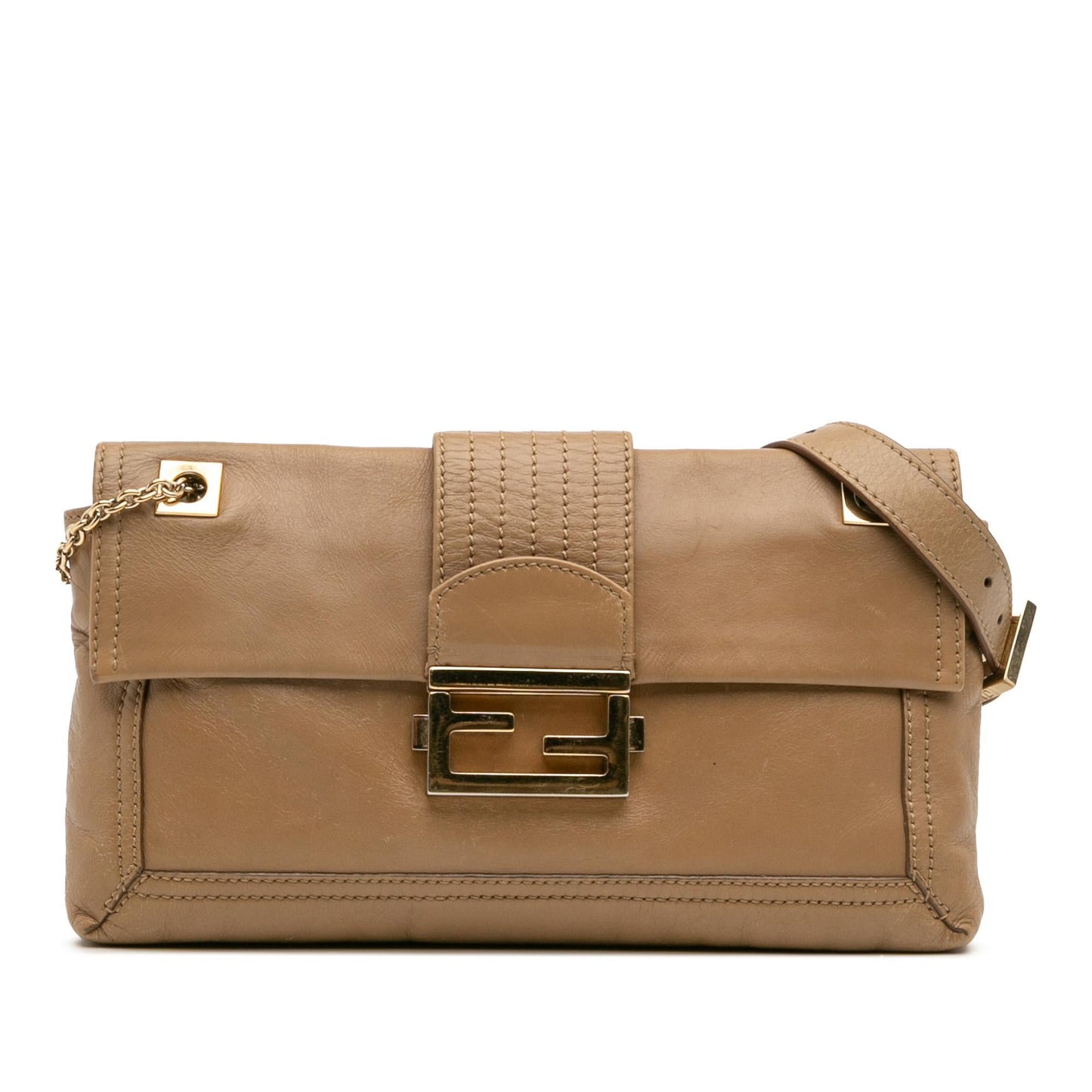 Fendi Baguette Crossbody Bag Leather Chain Flap Shoulder Bag