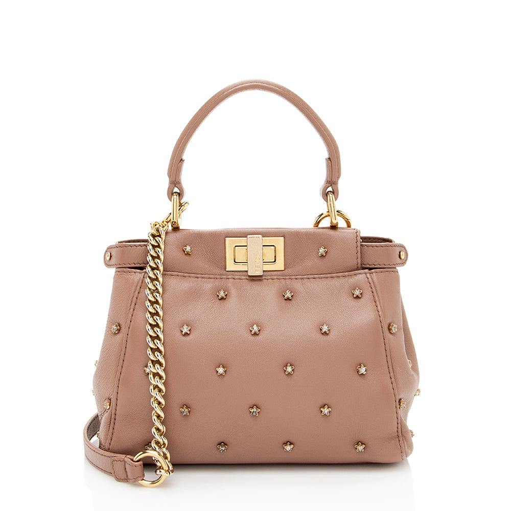 Fendi Crystal Peekaboo Xs Shoulder Bag Shf Leather