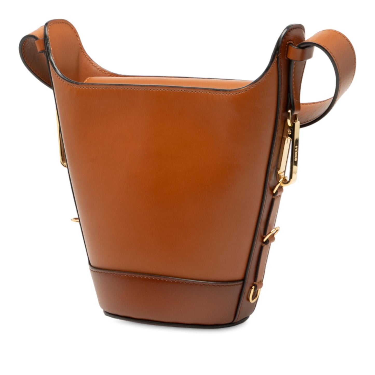 Fendi Debossed Bag Leather Logo Bucket Shoulder Bag