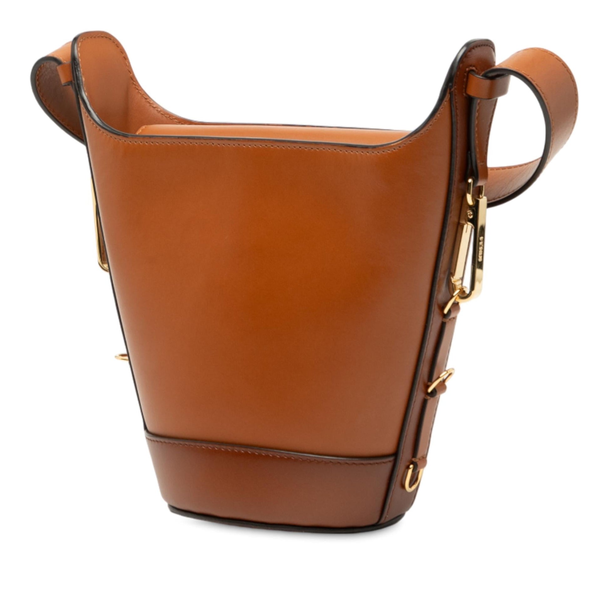 Fendi Debossed Bag Leather Logo Bucket Shoulder Bag