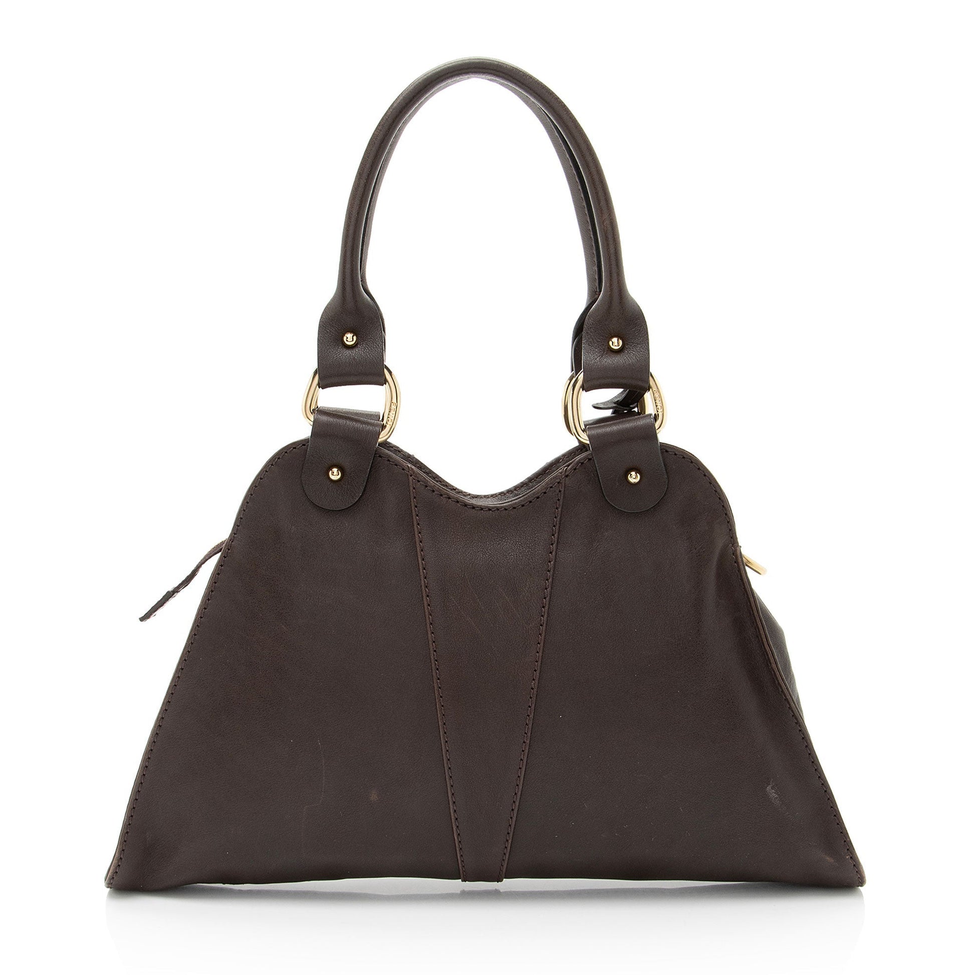 Fendi Devil Trapezio Satchel Leather Small Satchel Bag