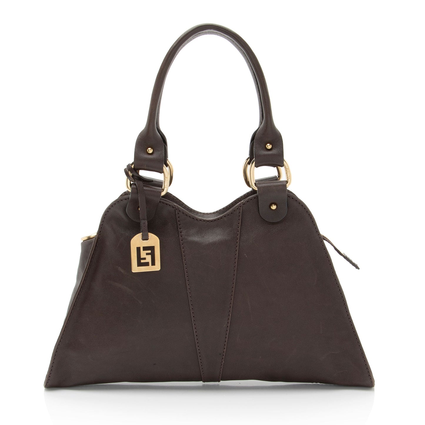 Fendi Devil Trapezio Satchel Leather Small Satchel Bag