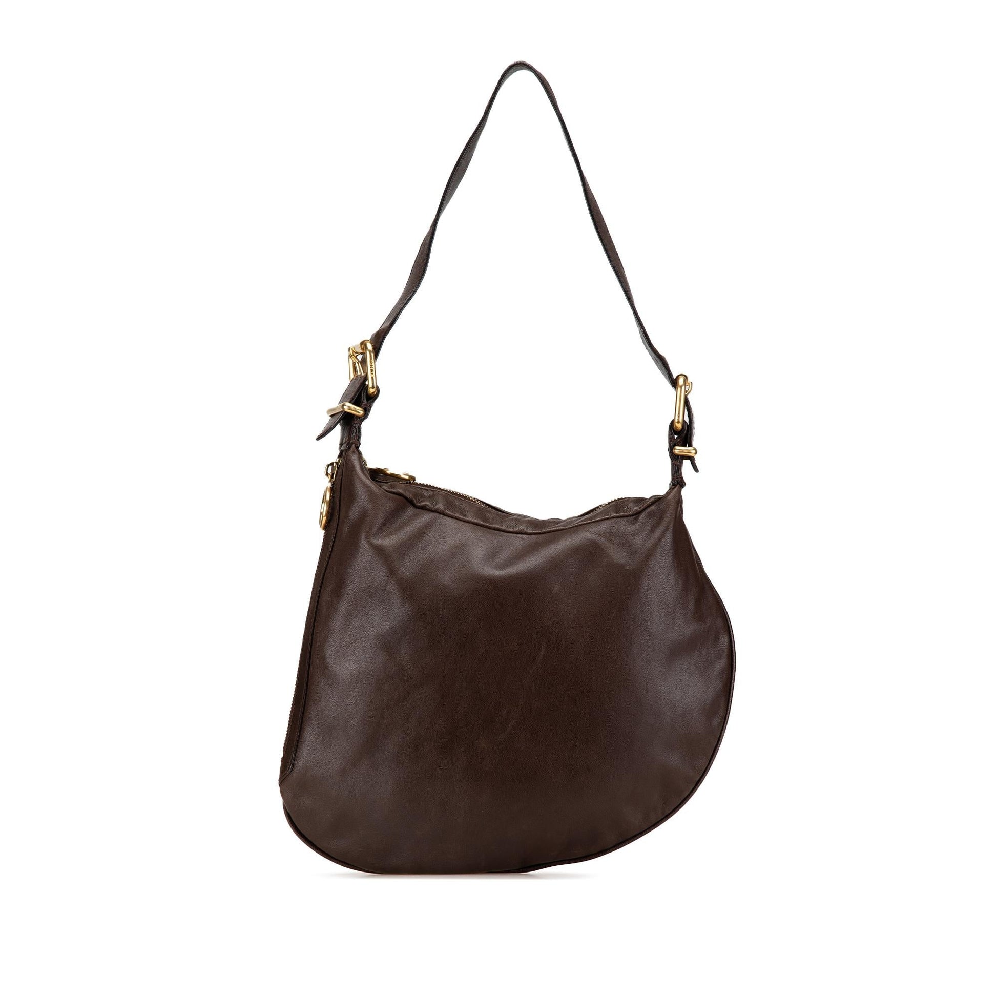 Fendi Oyster Hobo Leather Shoulder Bag