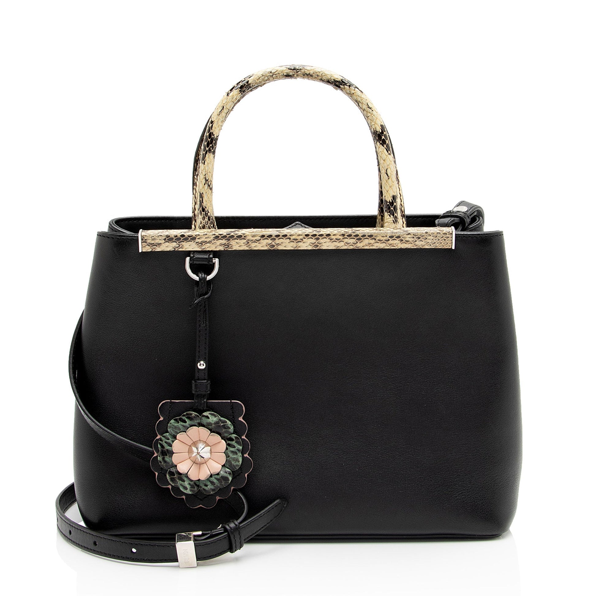 Fendi Flowerland Petite 2Jours Tote Shf Gcyu5G Leather Python Tote Bag