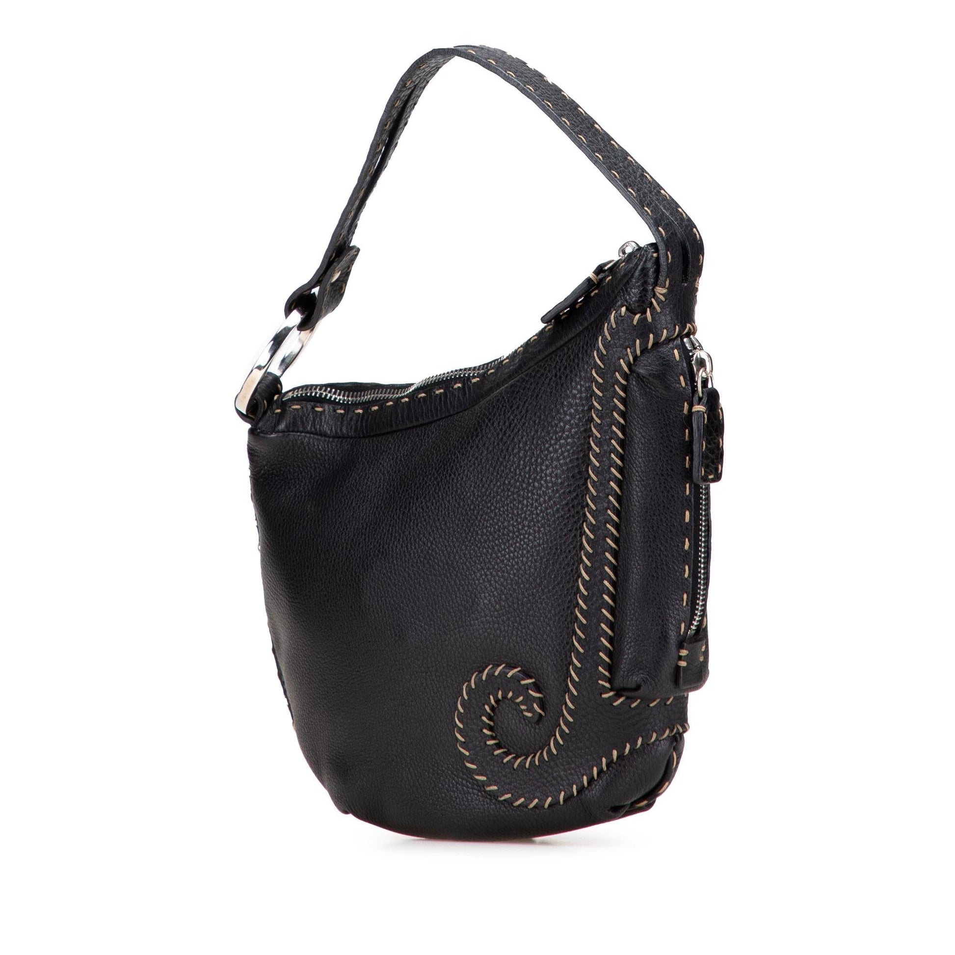 Fendi Selleria Oyster Hobo Leather Shoulder Bag
