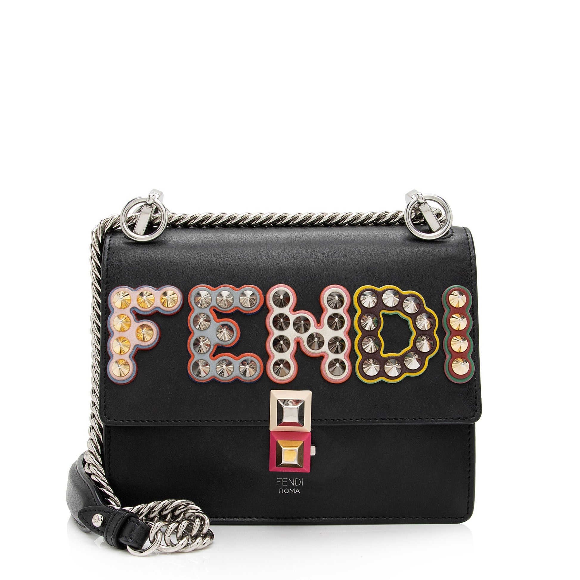 Fendi Studded Kan Shoulder Bag Shf Hruo3C Leather Small