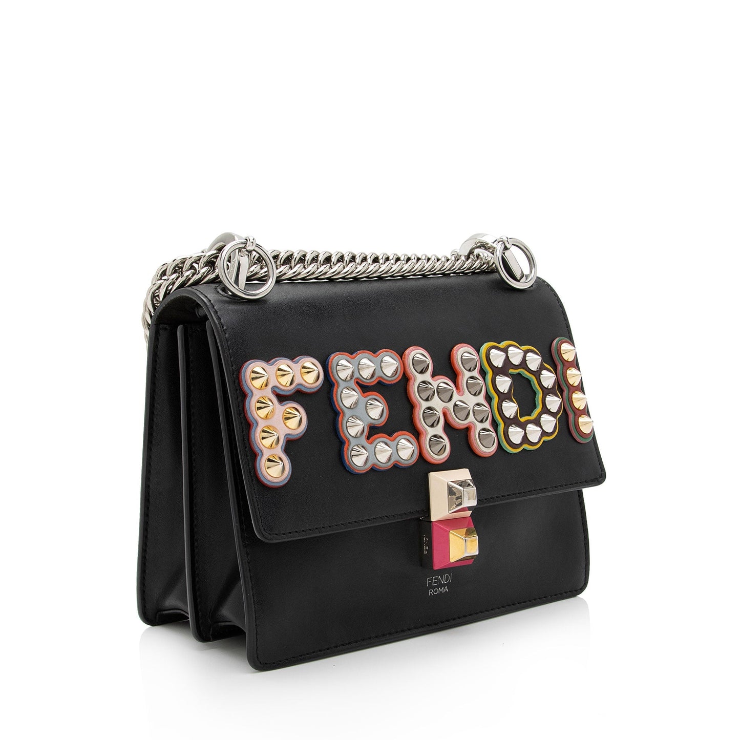 Fendi Studded Kan Shoulder Bag Shf Hruo3C Leather Small