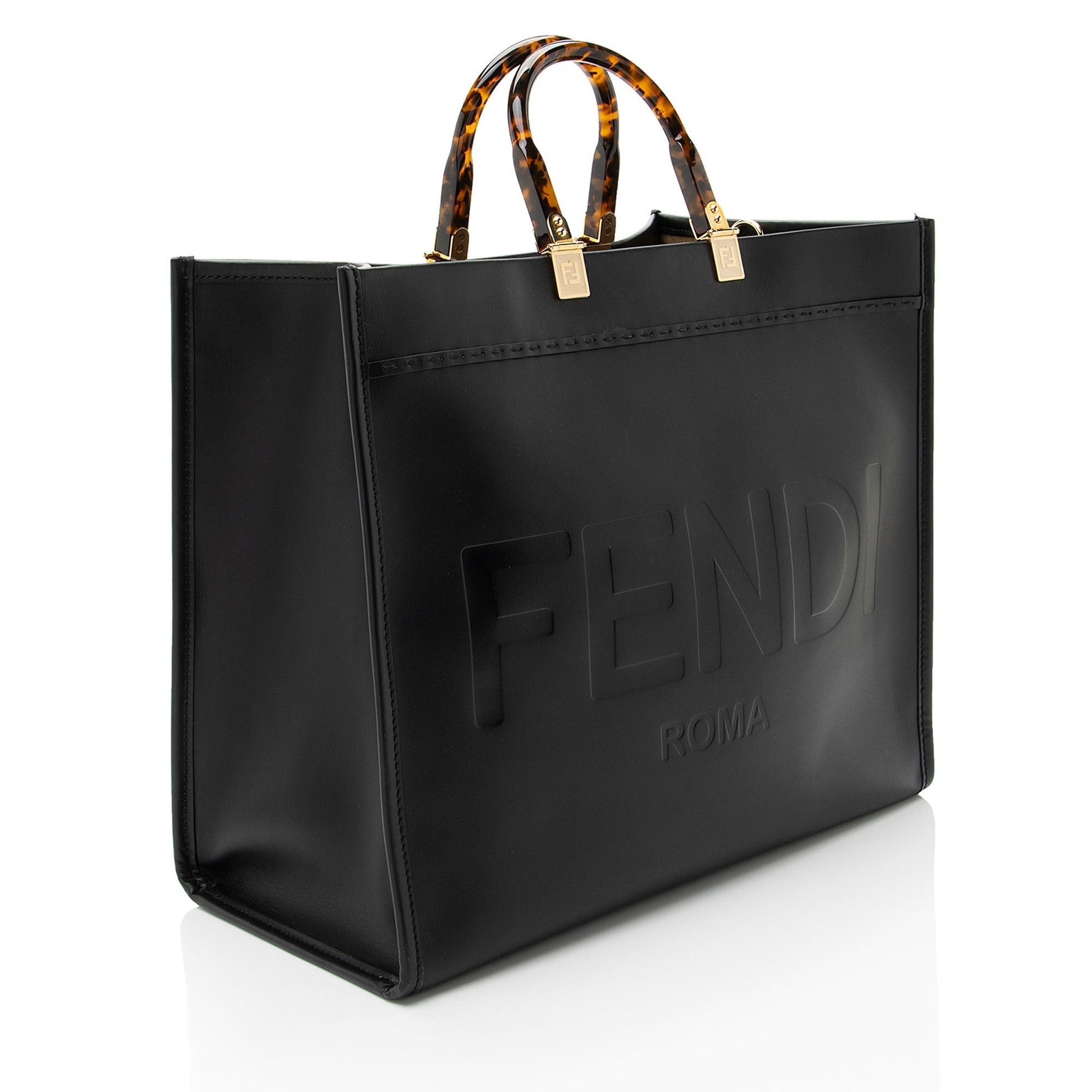 Fendi Sunshine Shopper Tote Leather Large Tote Bag Large Shopper Tote