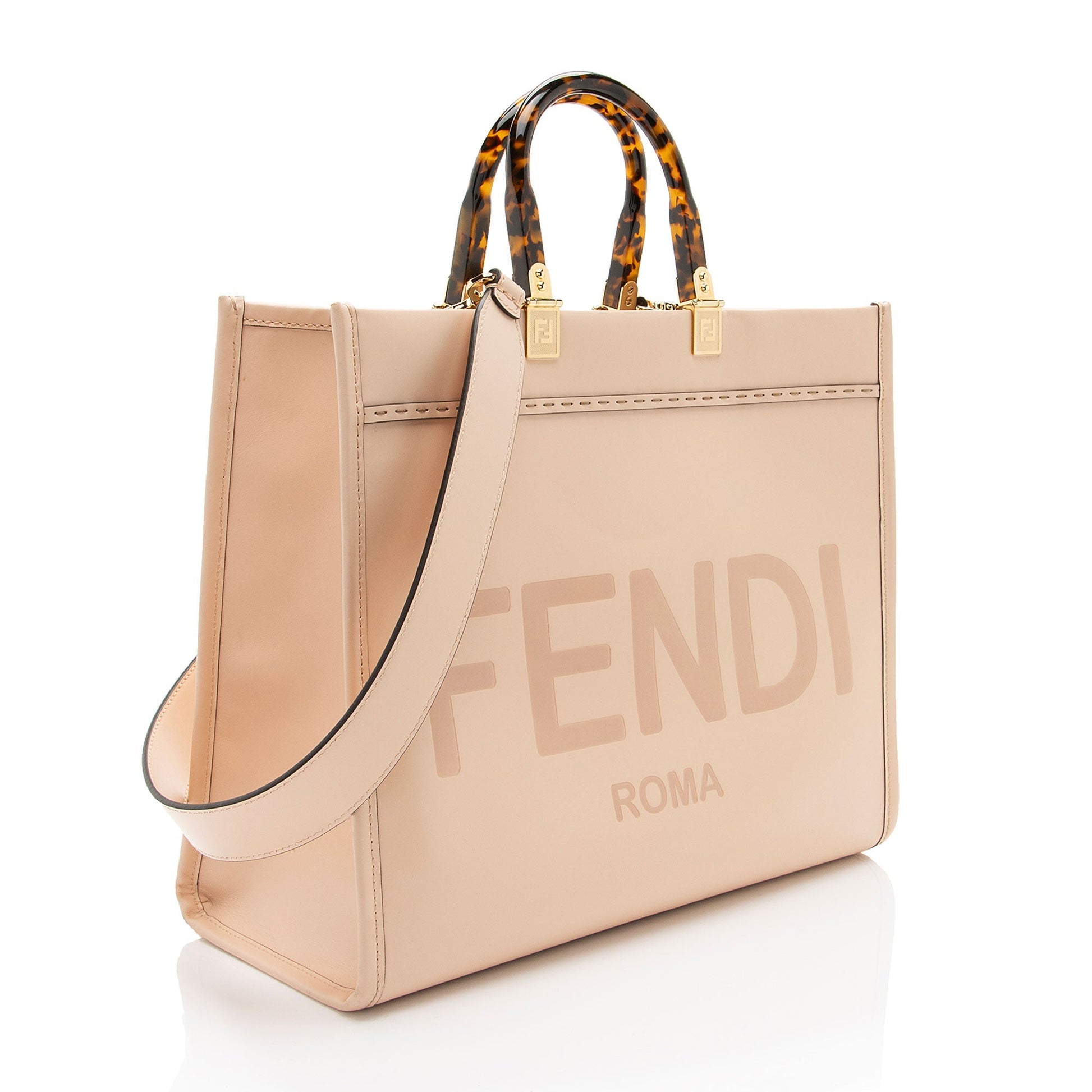 Fendi Sunshine Shopper Tote Leather Medium Tote Bag Tote Shf Hueoka