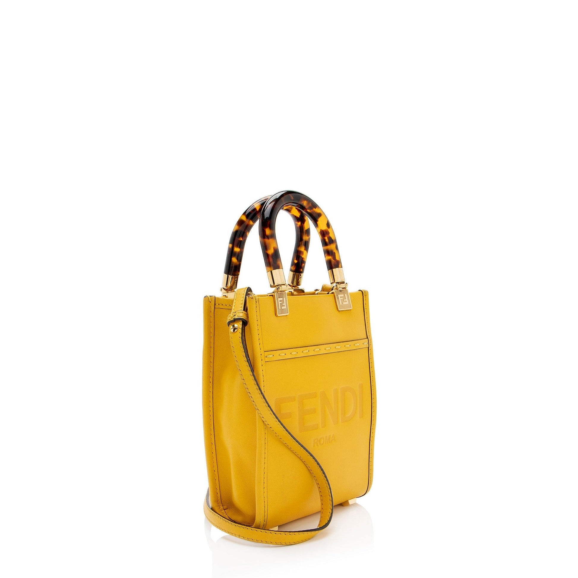 Fendi Sunshine Shopper Tote Leather Mini Tote Bag Tote Shf Gwczka