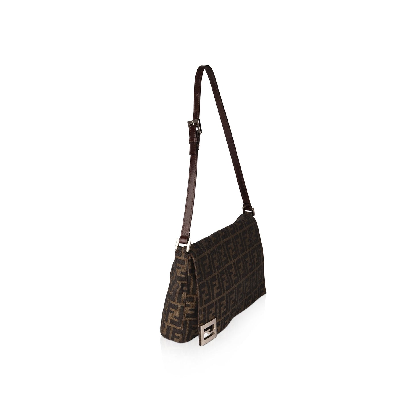 Fendi Trimmed Zucca Shoulder Bag Leather