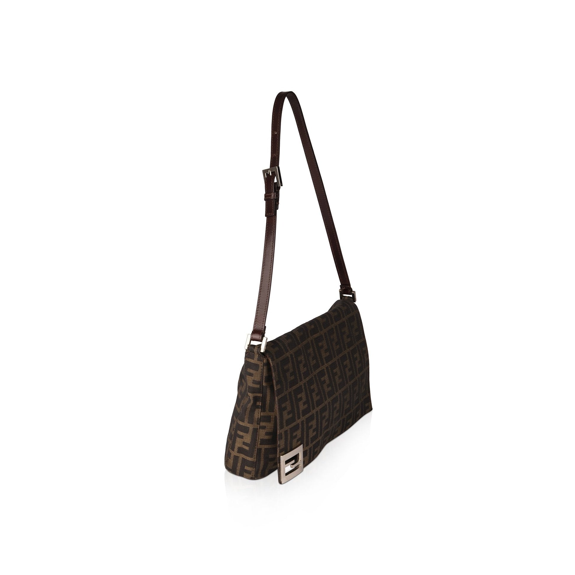 Fendi Trimmed Zucca Shoulder Bag Leather