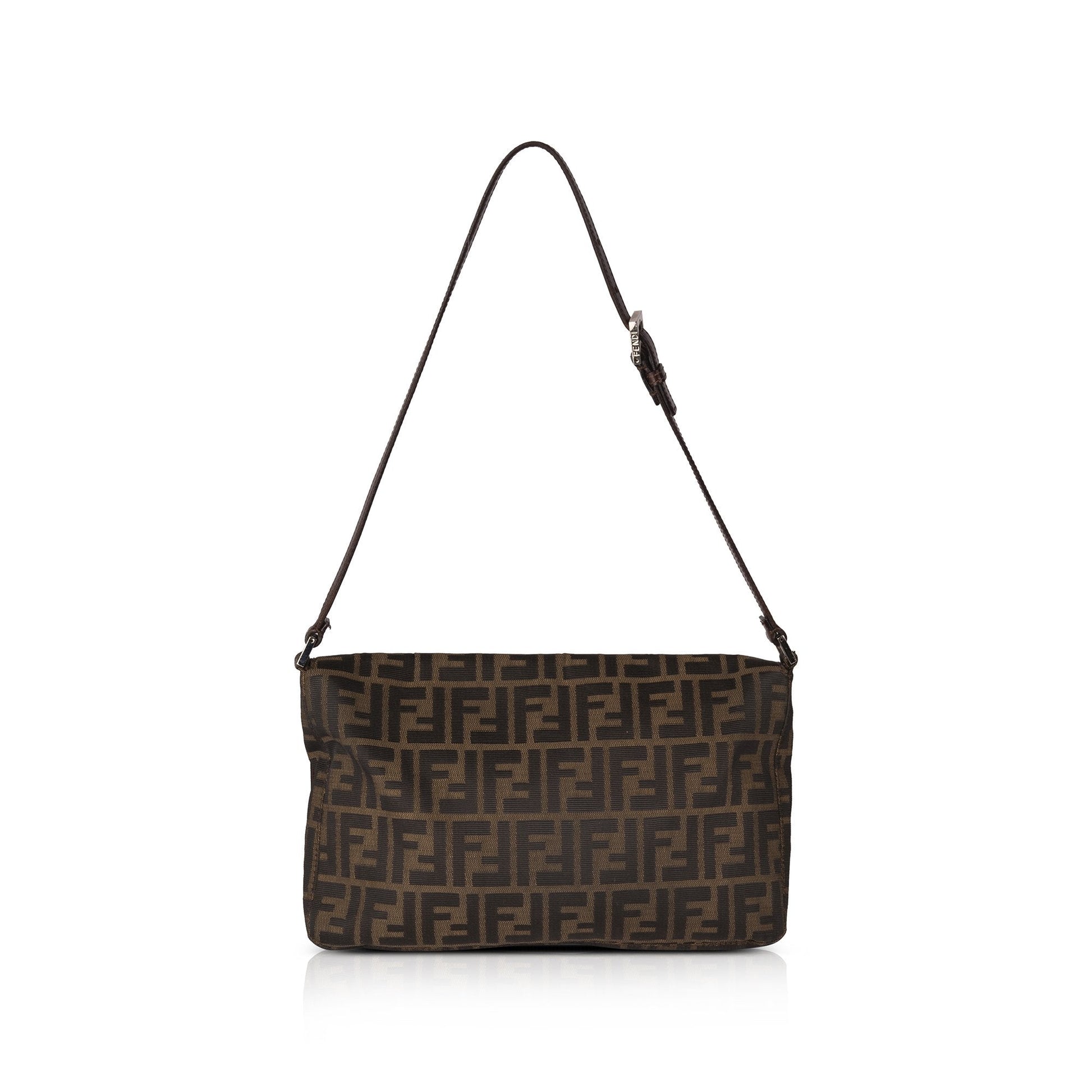 Fendi Trimmed Zucca Shoulder Bag Leather