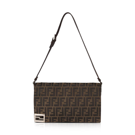 Fendi Trimmed Zucca Shoulder Bag Leather