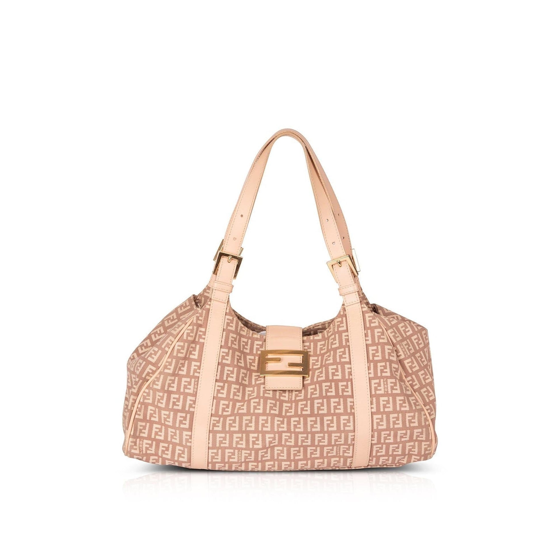 Fendi Trimmed Zucchino Shoulder Bag Leather