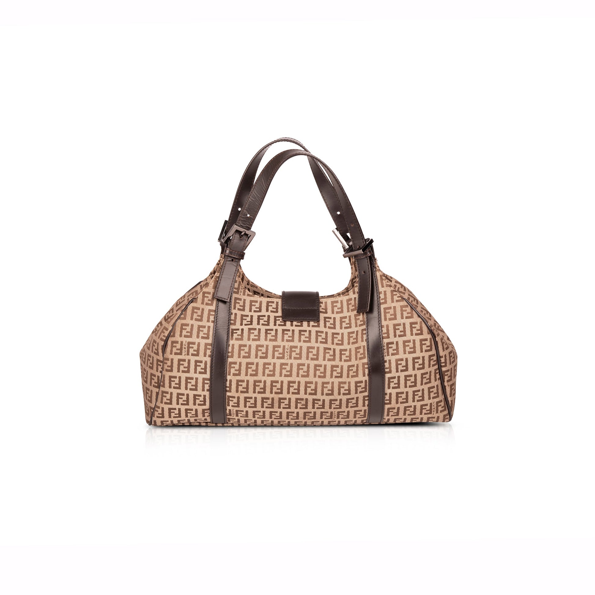 Fendi Trimmed Zucchino Tote Leather Tote Bag