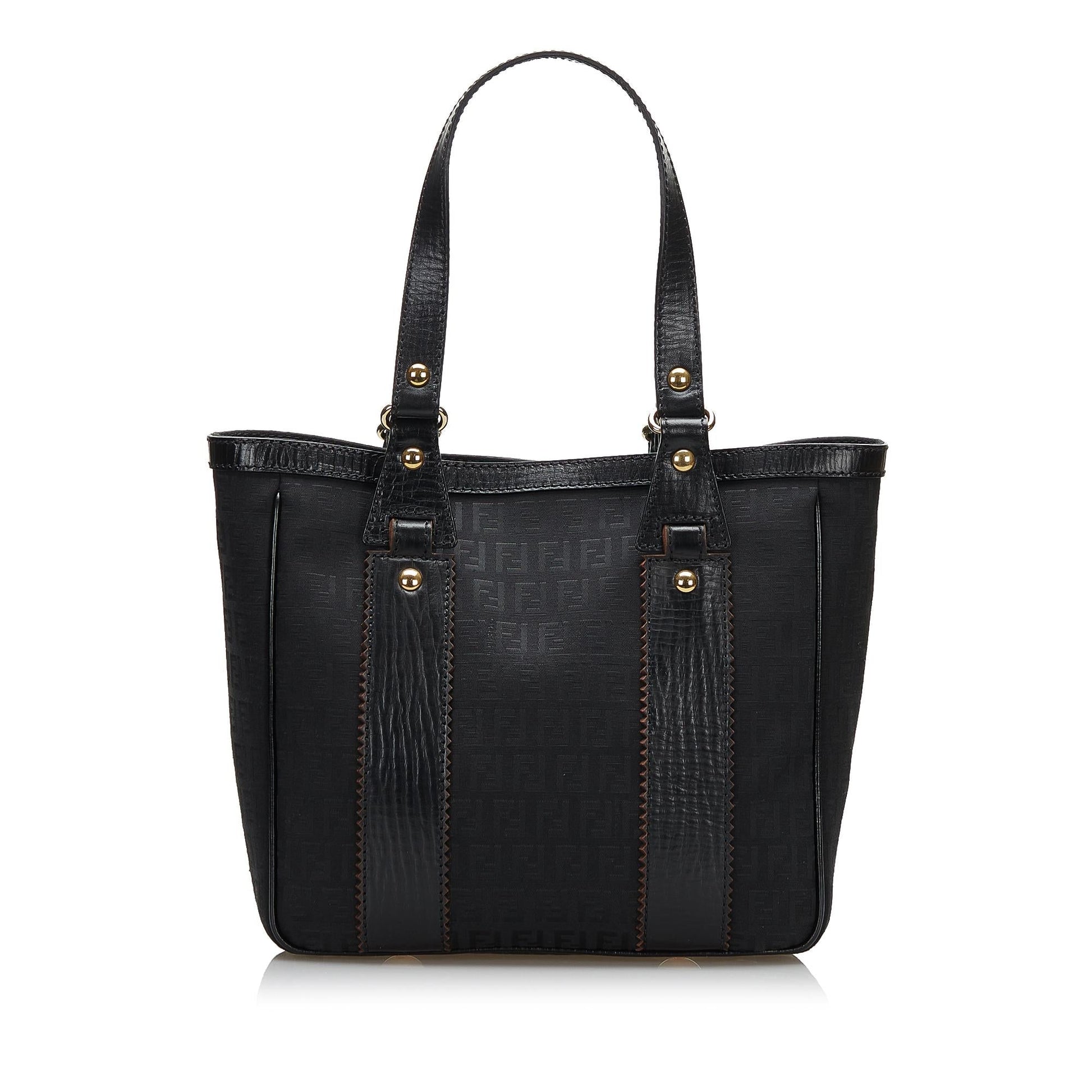 Fendi Trimmed Zucchino Tote Shg Leather Tote Bag