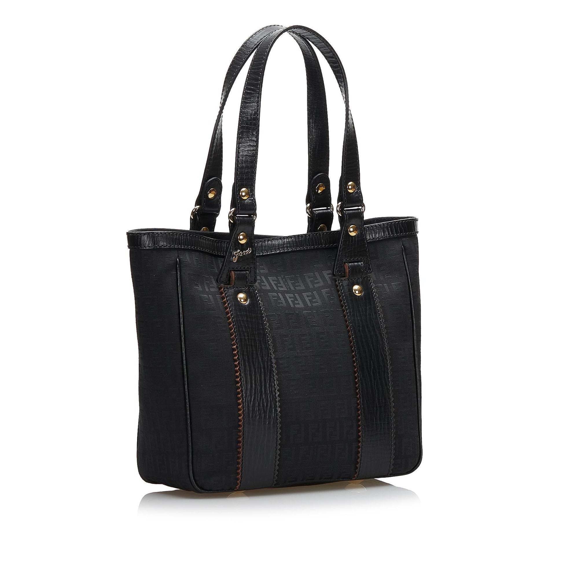 Fendi Trimmed Zucchino Tote Shg Leather Tote Bag
