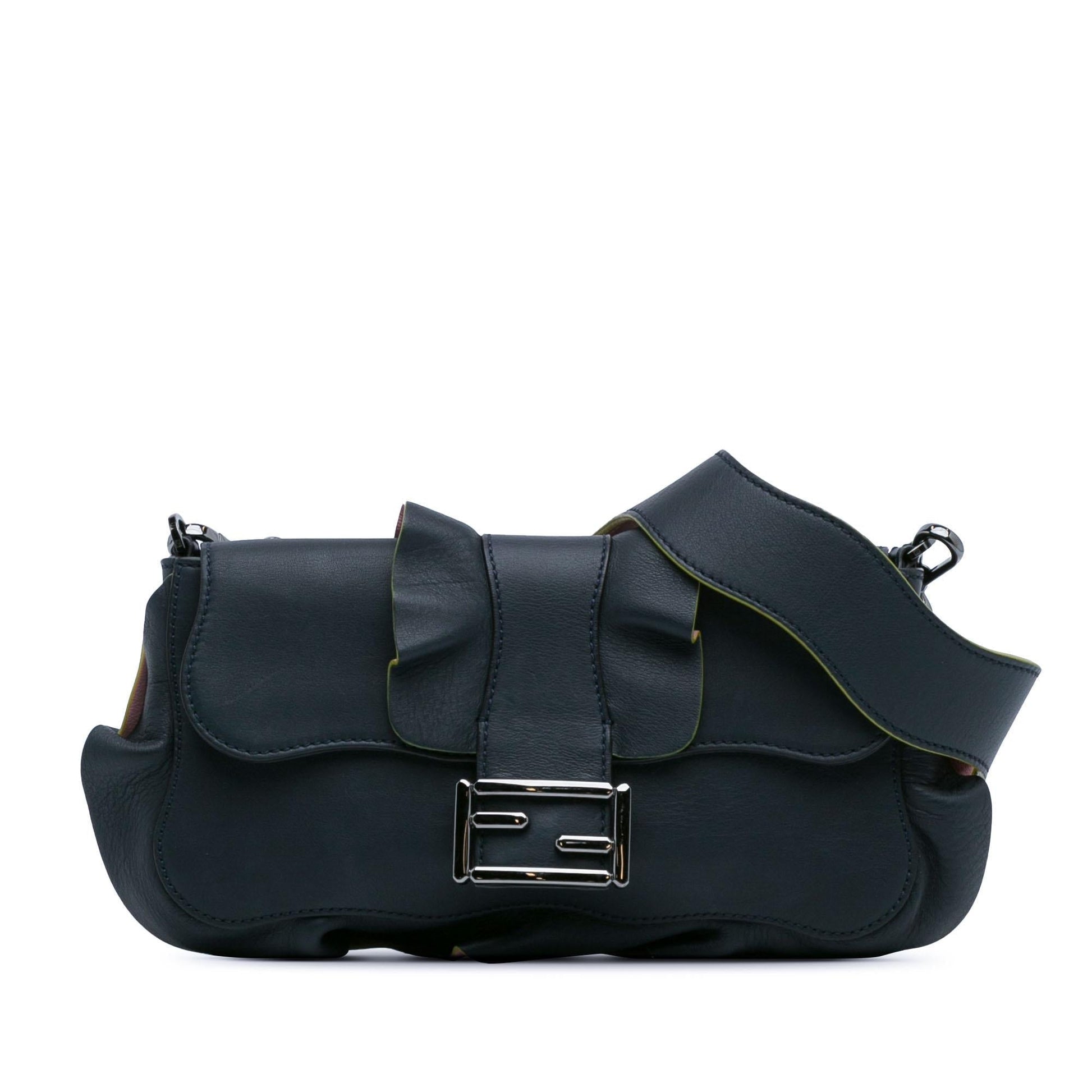 Fendi Wave Baguette Shg Jabyxm Crossbody Bag Leather Shoulder Bag