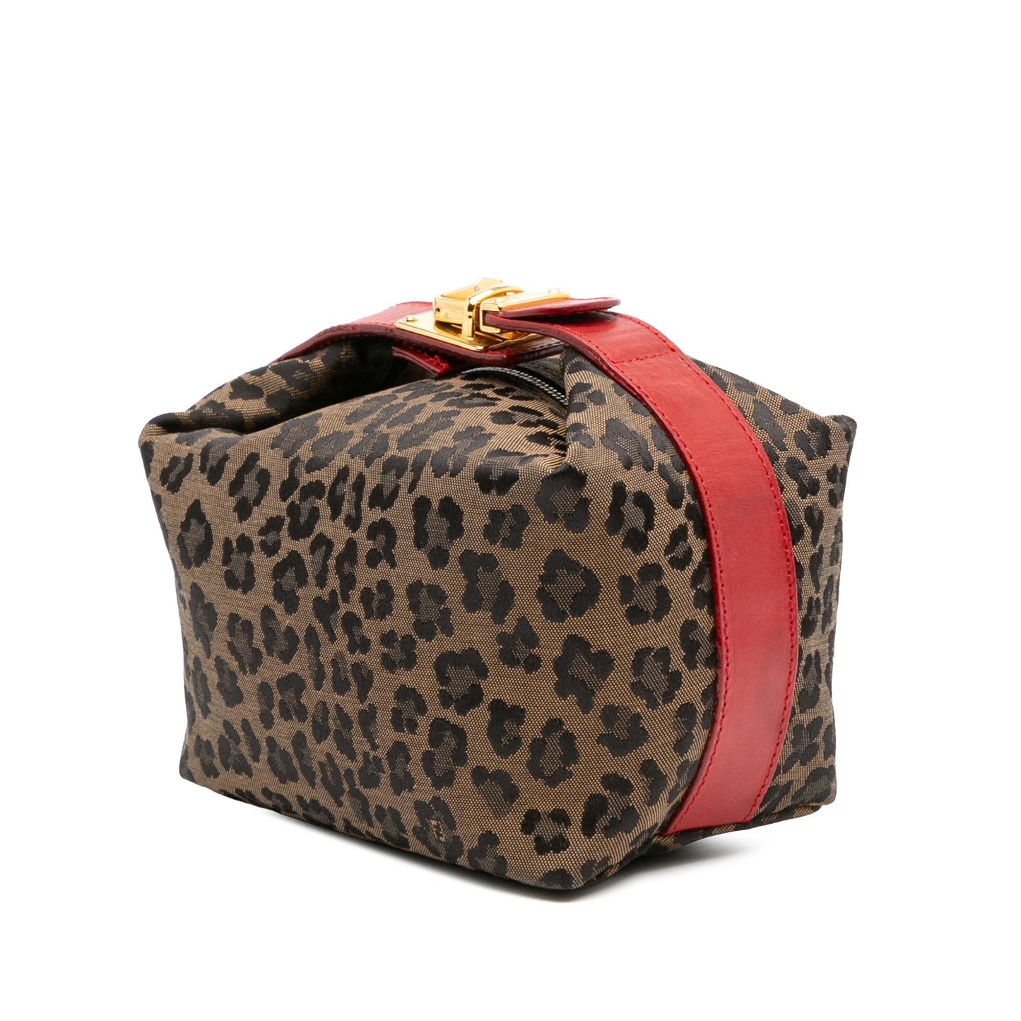 Fendi Leopard Print Handbag Canvas Satchel Bag