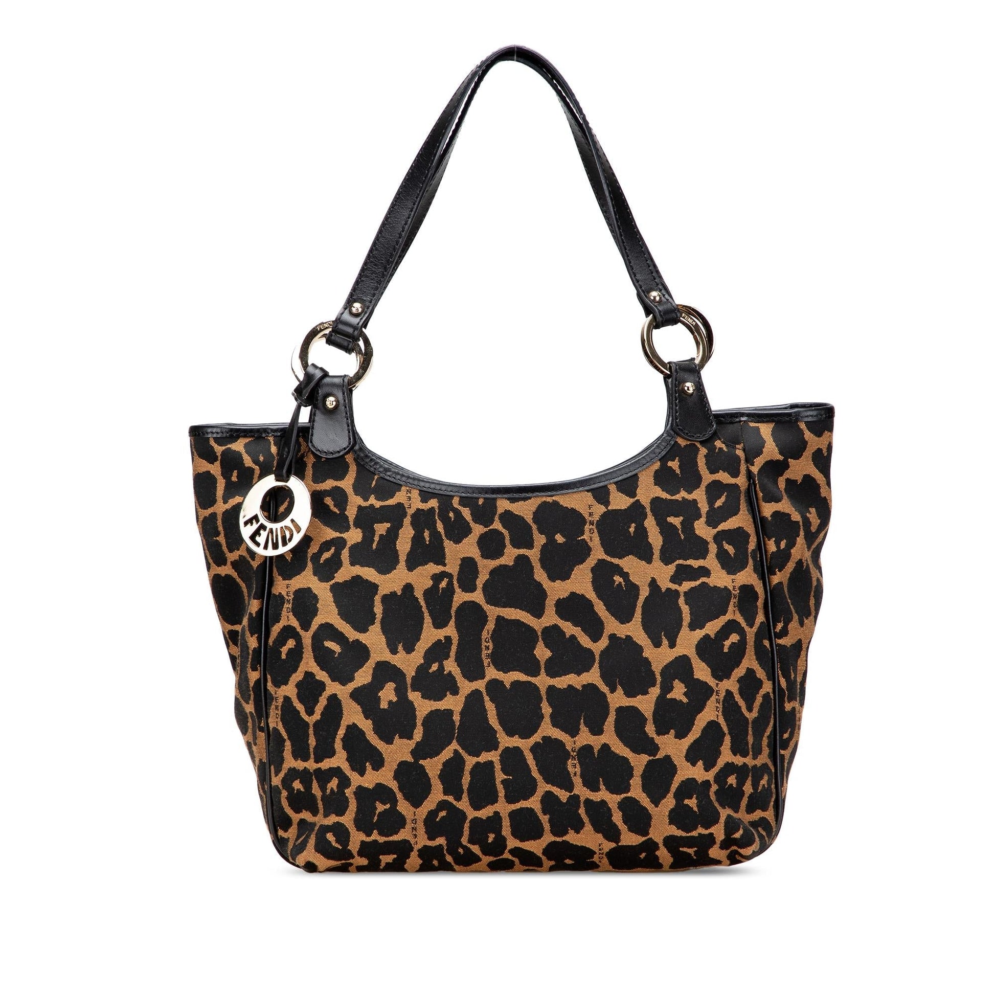 Fendi Leopard Print Chef Handbag Canvas Satchel Bag Chef Canvas Handbag
