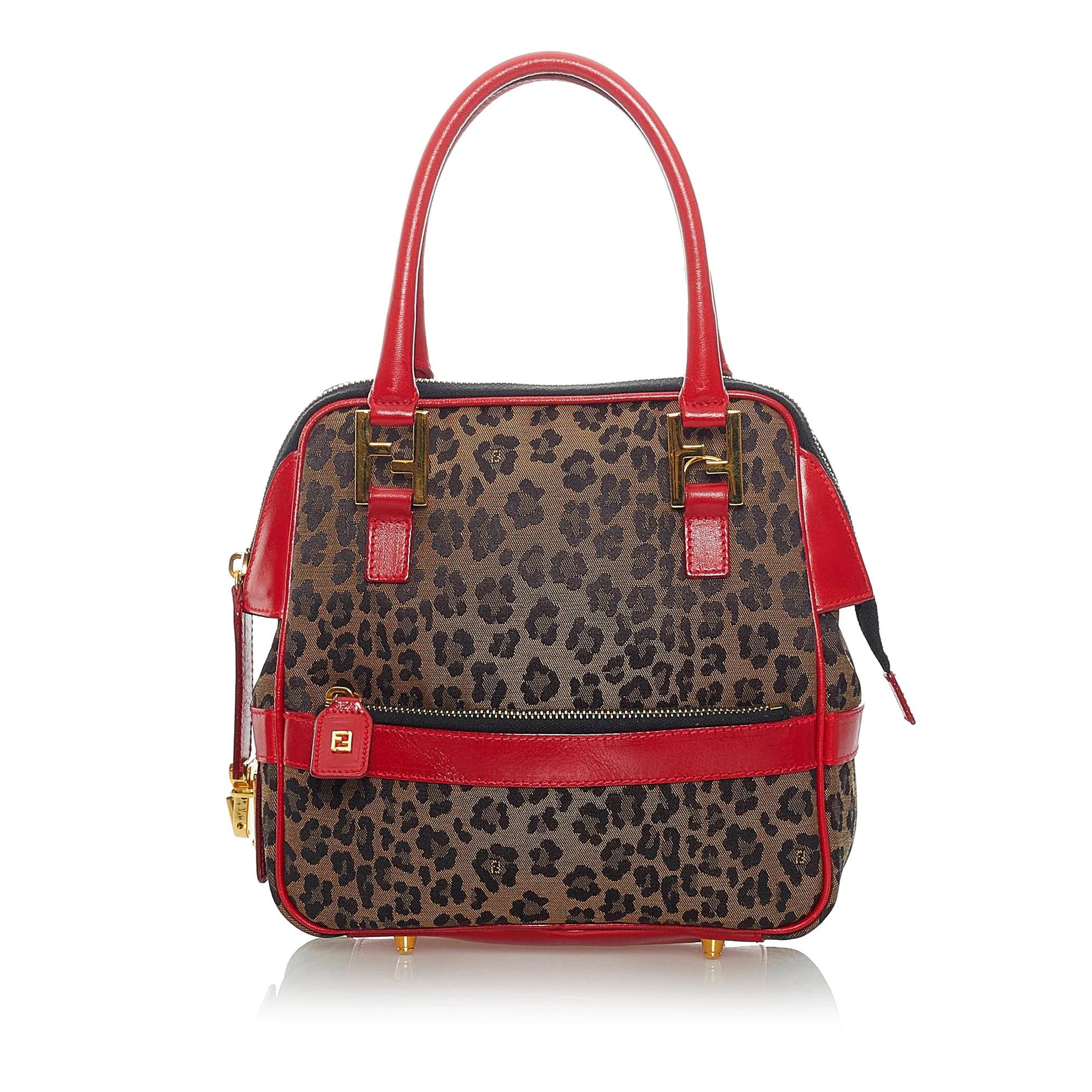Fendi Leopard Print Satchel Shg Nylon Satchel Bag