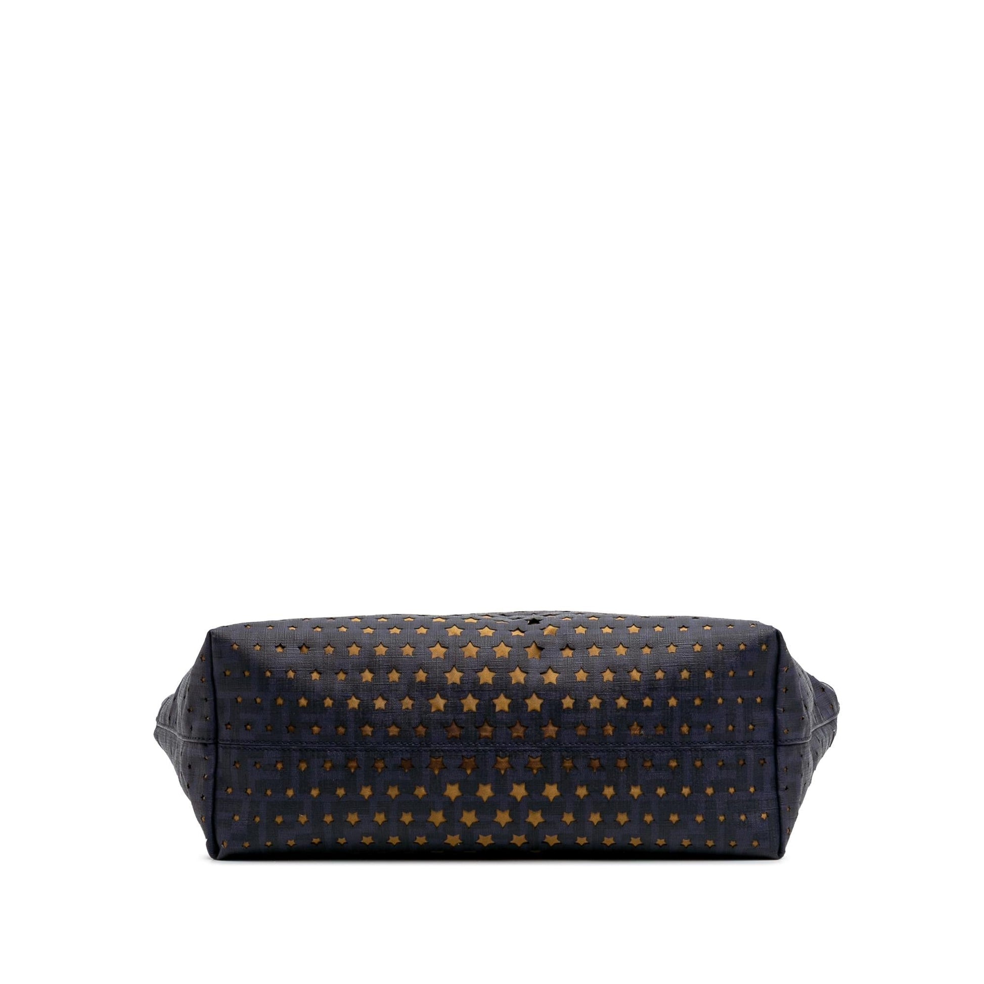 Fendi Coated Laser Cut Star Roll Tote Canvas Medium Tote Bag