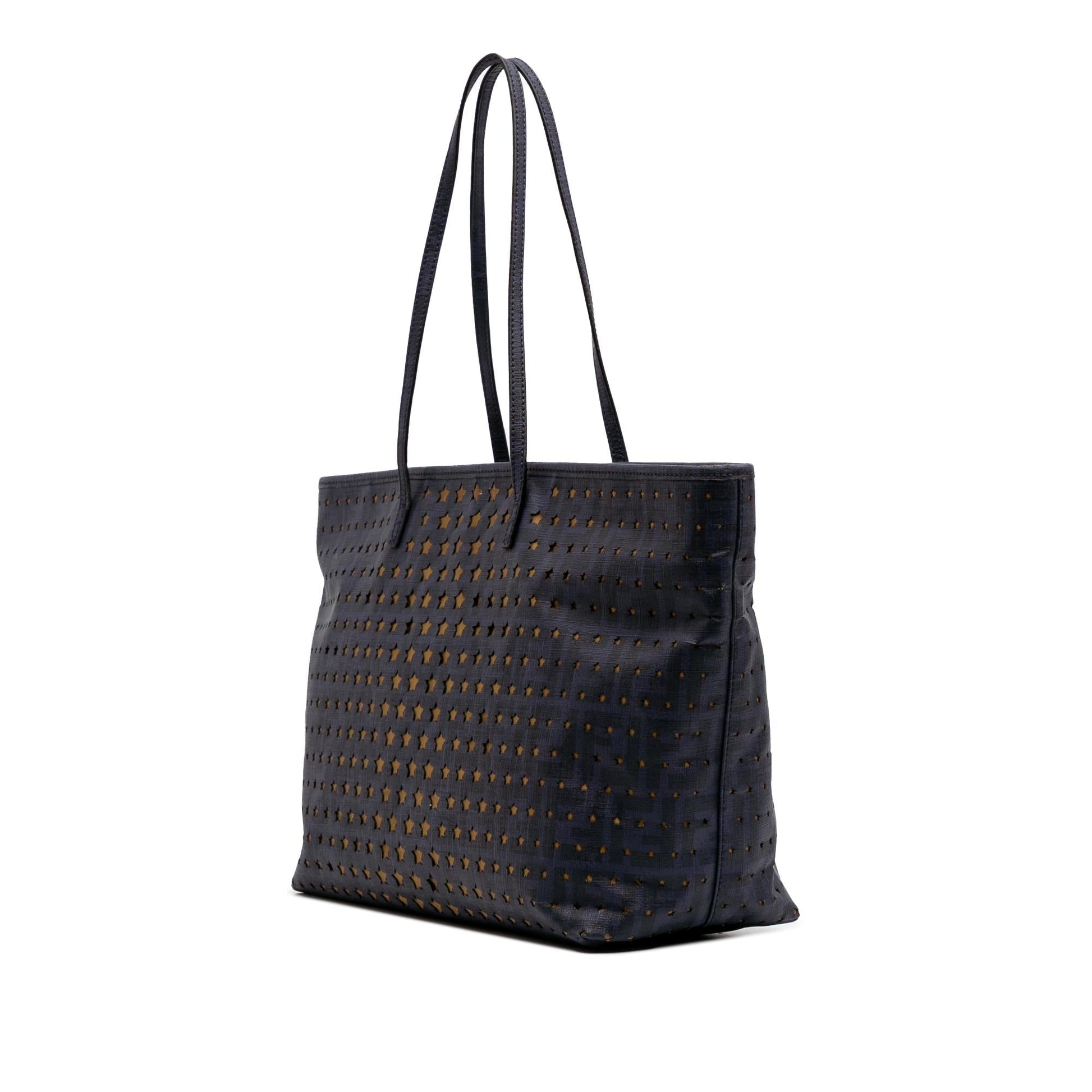 Fendi Coated Laser Cut Star Roll Tote Canvas Medium Tote Bag