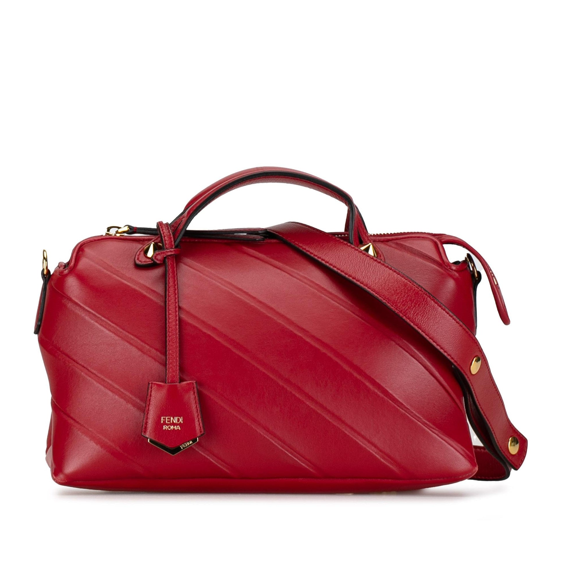 Fendi Diagonal By The Way Shg Qvhdef Satchel Bag Leather Medium Embossed