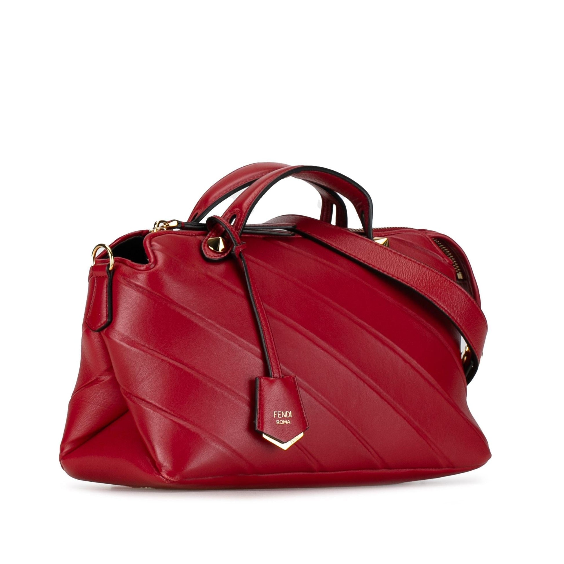 Fendi Diagonal By The Way Shg Qvhdef Satchel Bag Leather Medium Embossed