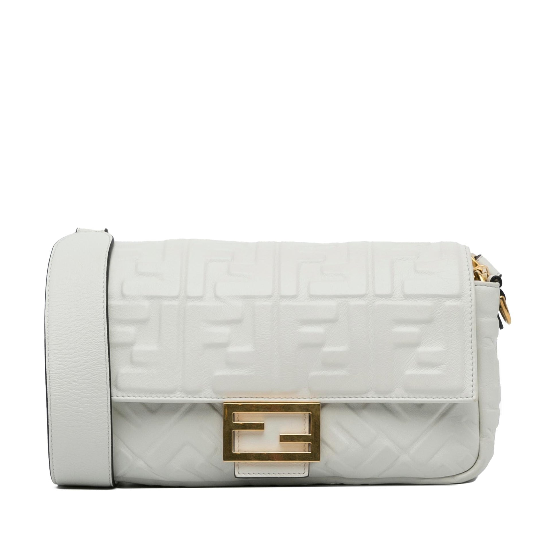 Fendi Ff Baguette Shg Dinkaf Satchel Bag Medium Embossed