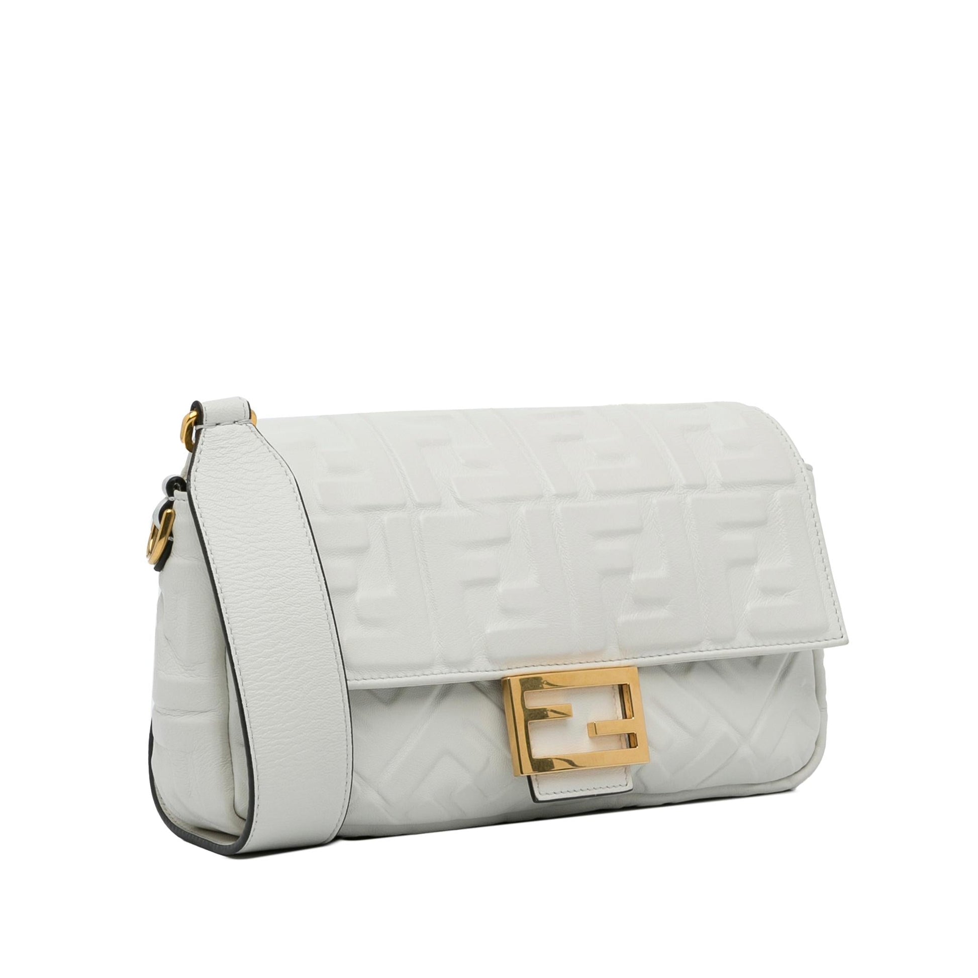 Fendi Ff Baguette Shg Dinkaf Satchel Bag Medium Embossed