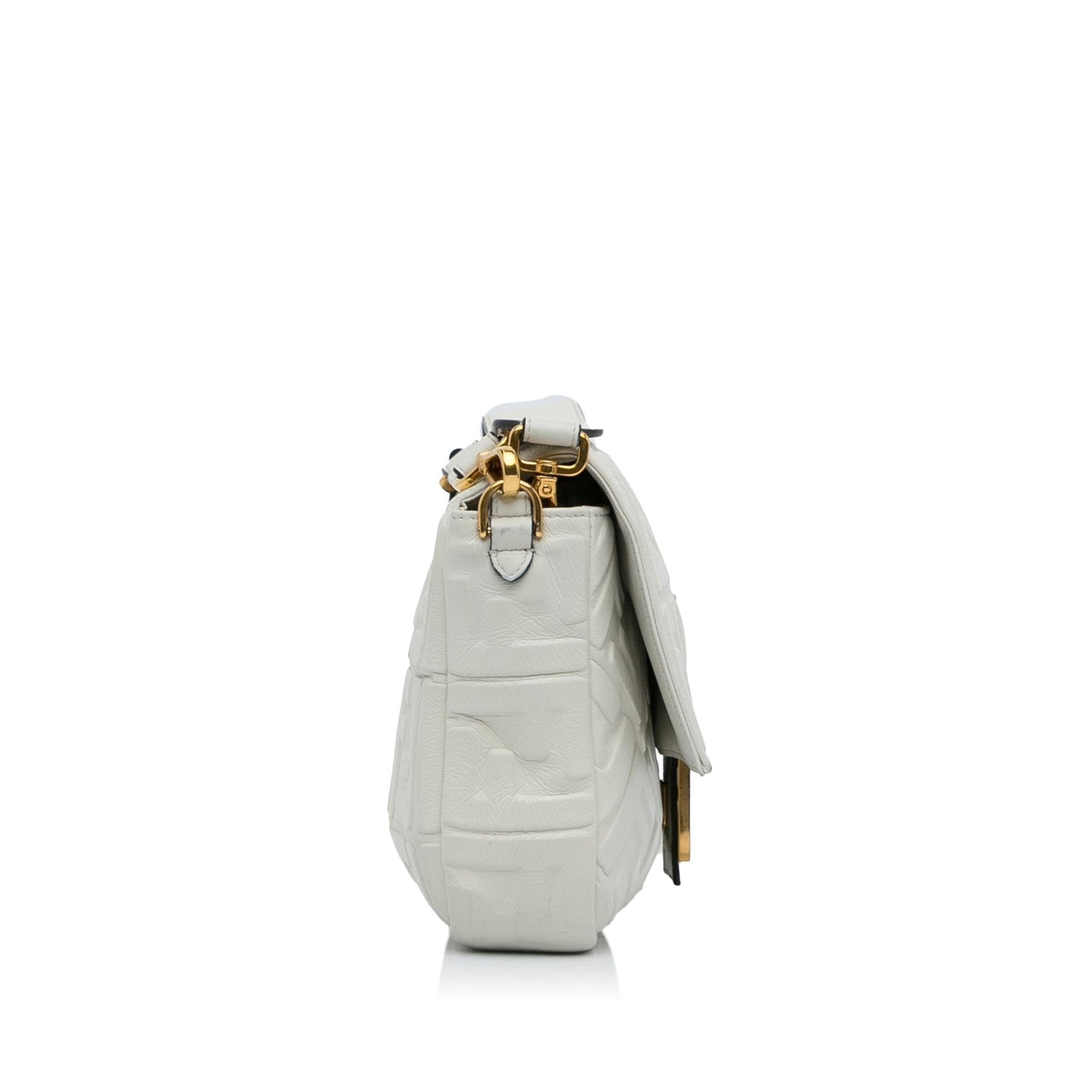 Fendi Ff Baguette Shg Fqlmep Satchel Bag Medium Embossed