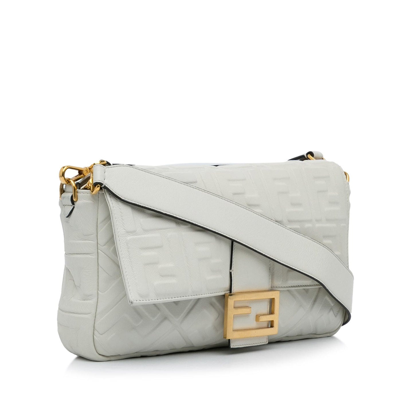 Fendi Ff Baguette Shg Fqlmep Satchel Bag Medium Embossed