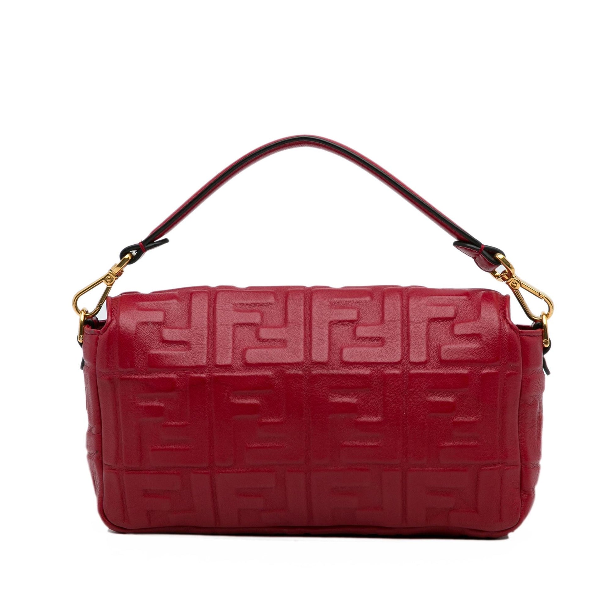 Fendi Zucca Baguette Shg Nwpdem Handbag Medium Embossed Shoulder Bag