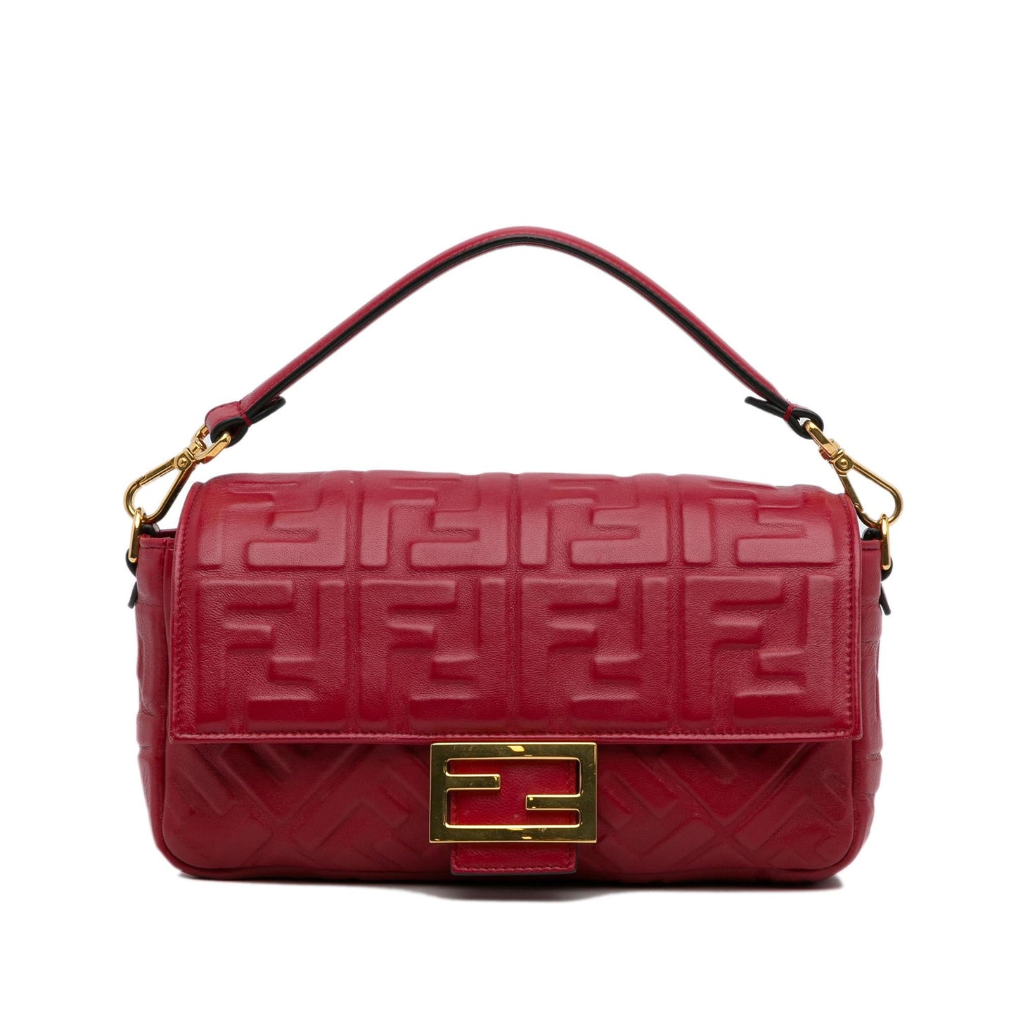 Fendi Zucca Baguette Shg Nwpdem Handbag Medium Embossed Shoulder Bag