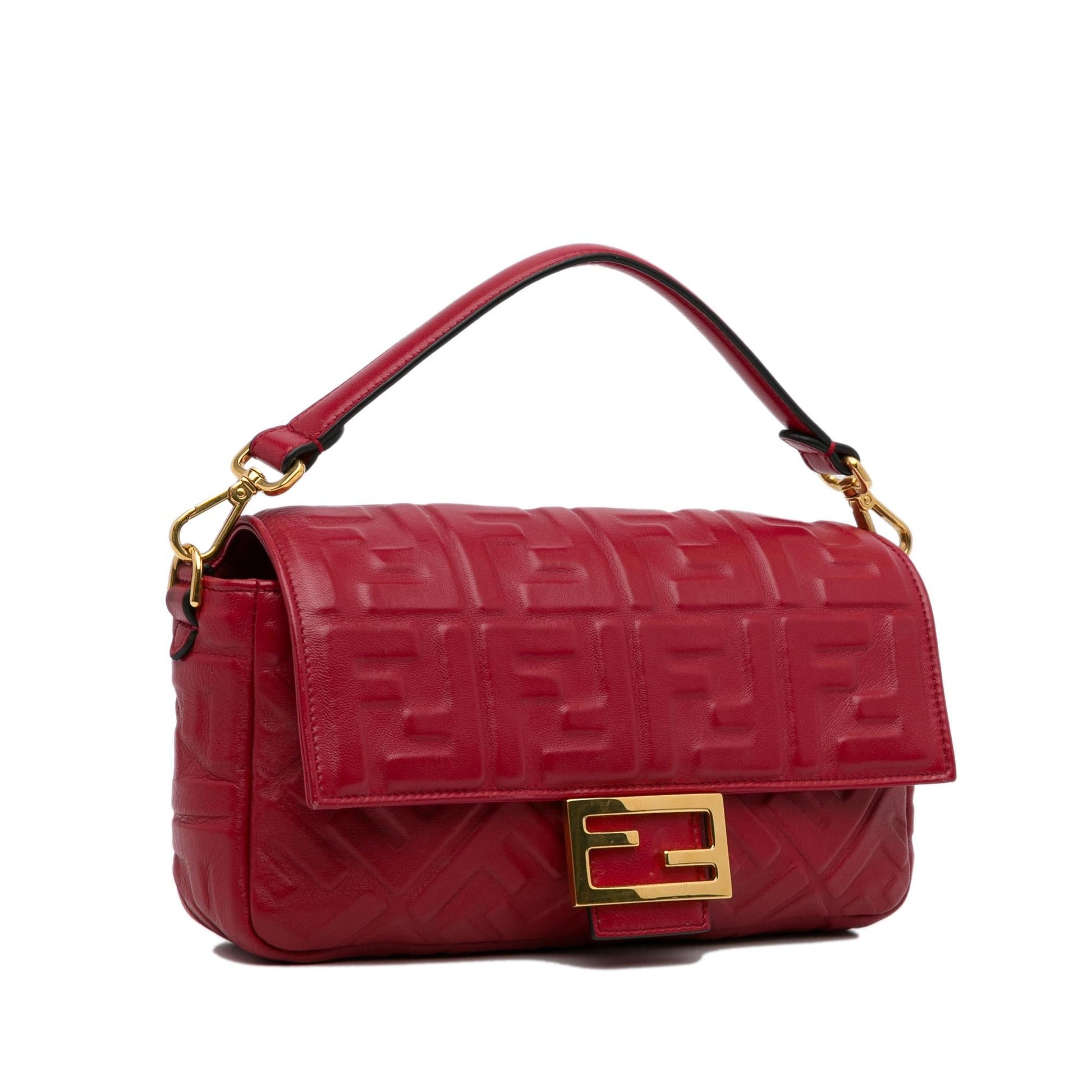 Fendi Zucca Baguette Shg Nwpdem Handbag Medium Embossed Shoulder Bag
