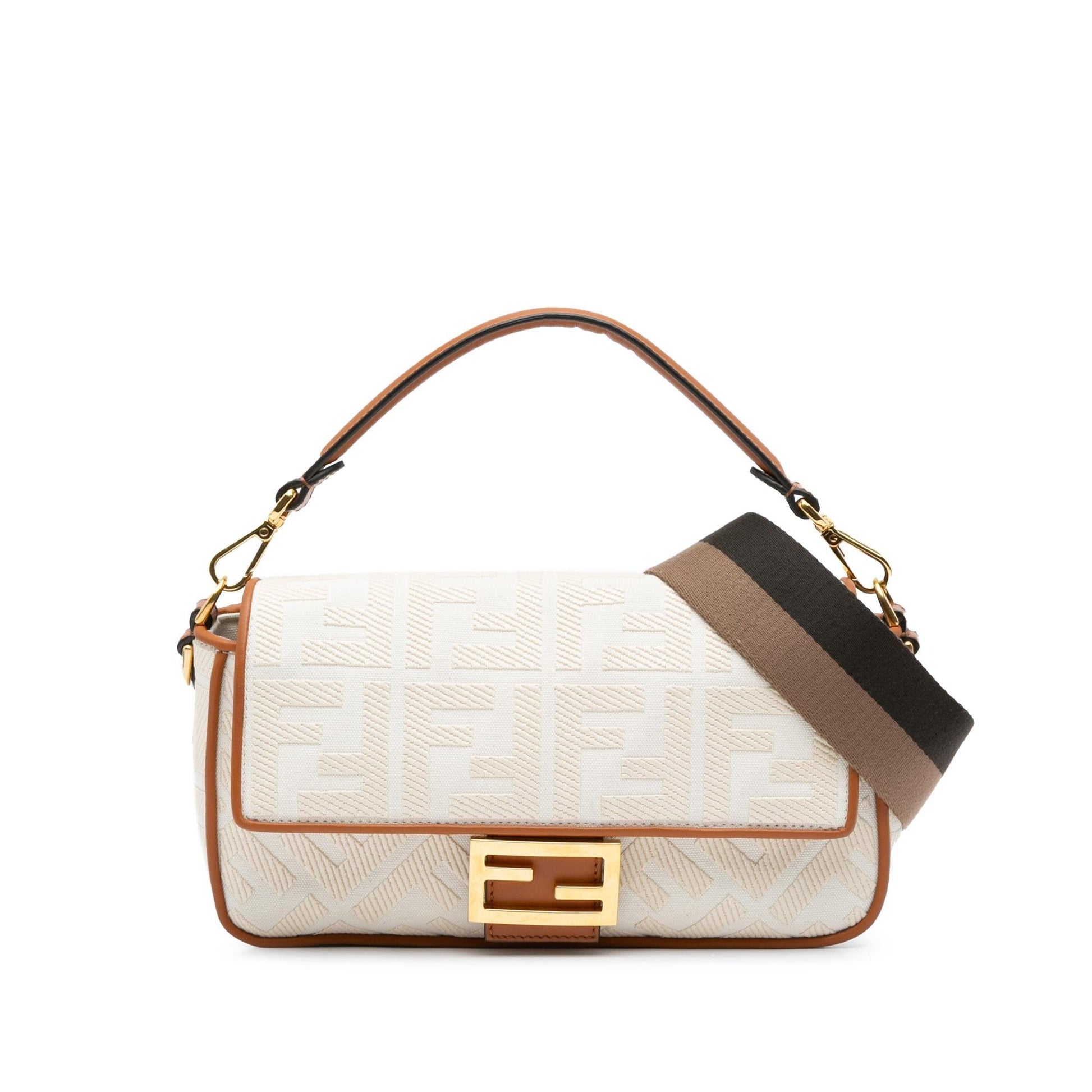 Fendi Baguette Shg Fn5Sxf Satchel Bag Canvas Medium Embroidered