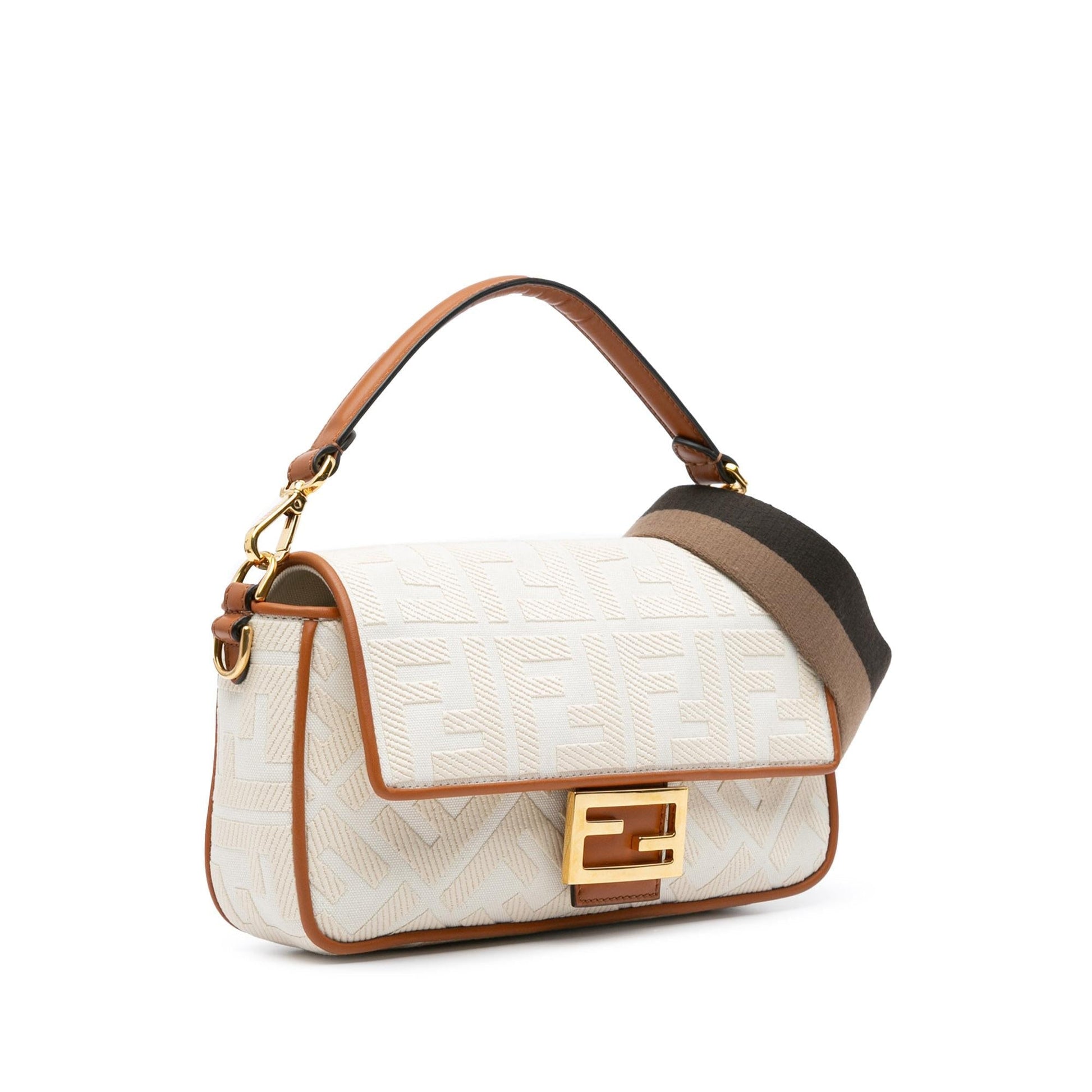 Fendi Baguette Shg Fn5Sxf Satchel Bag Canvas Medium Embroidered